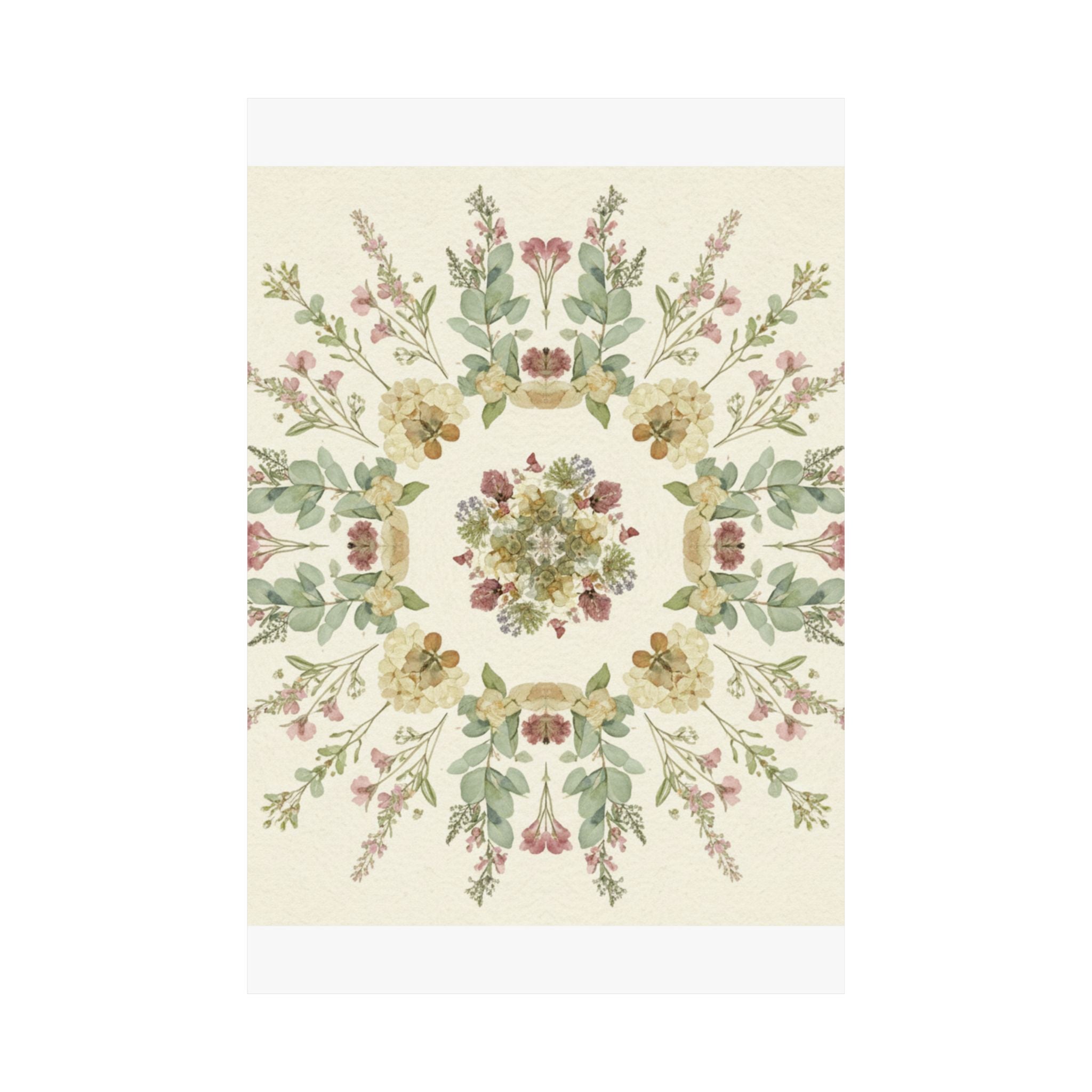 Pressed Wildflower Symmetry Cottagecore Botanical Poster