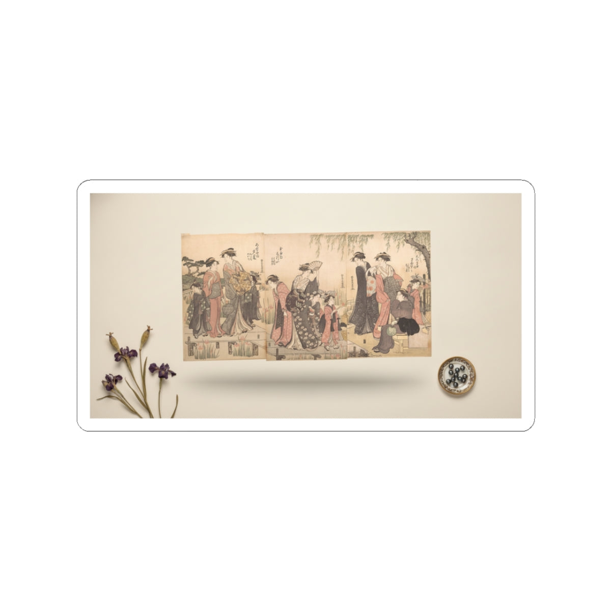 Product Marketing — Courtesans In An Iris Garden — Kiss-Cut Sticker