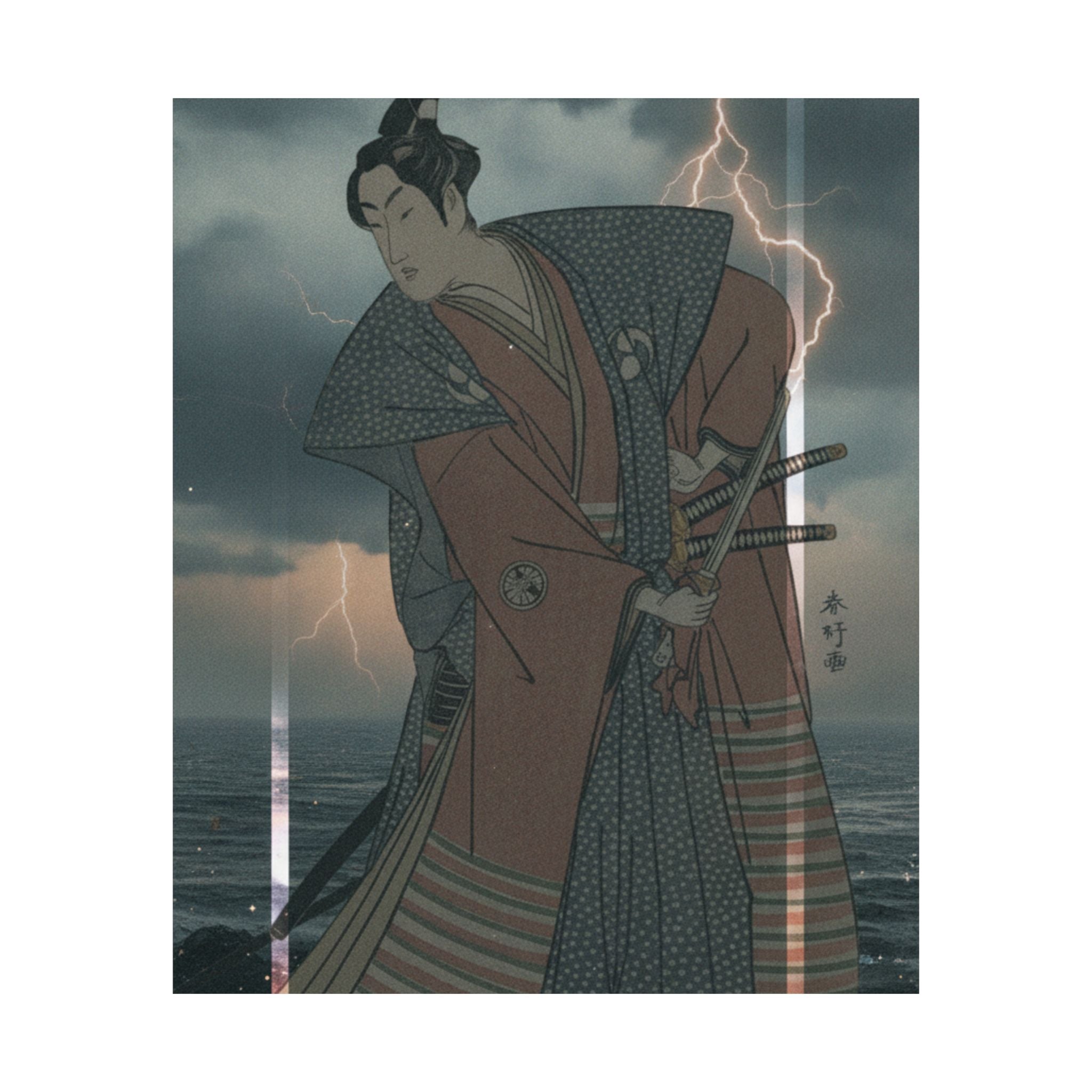 Dramatic Storm — The Third Segawa Kikunojo In The Role Of Oboshi Rikiya — Matte Poster