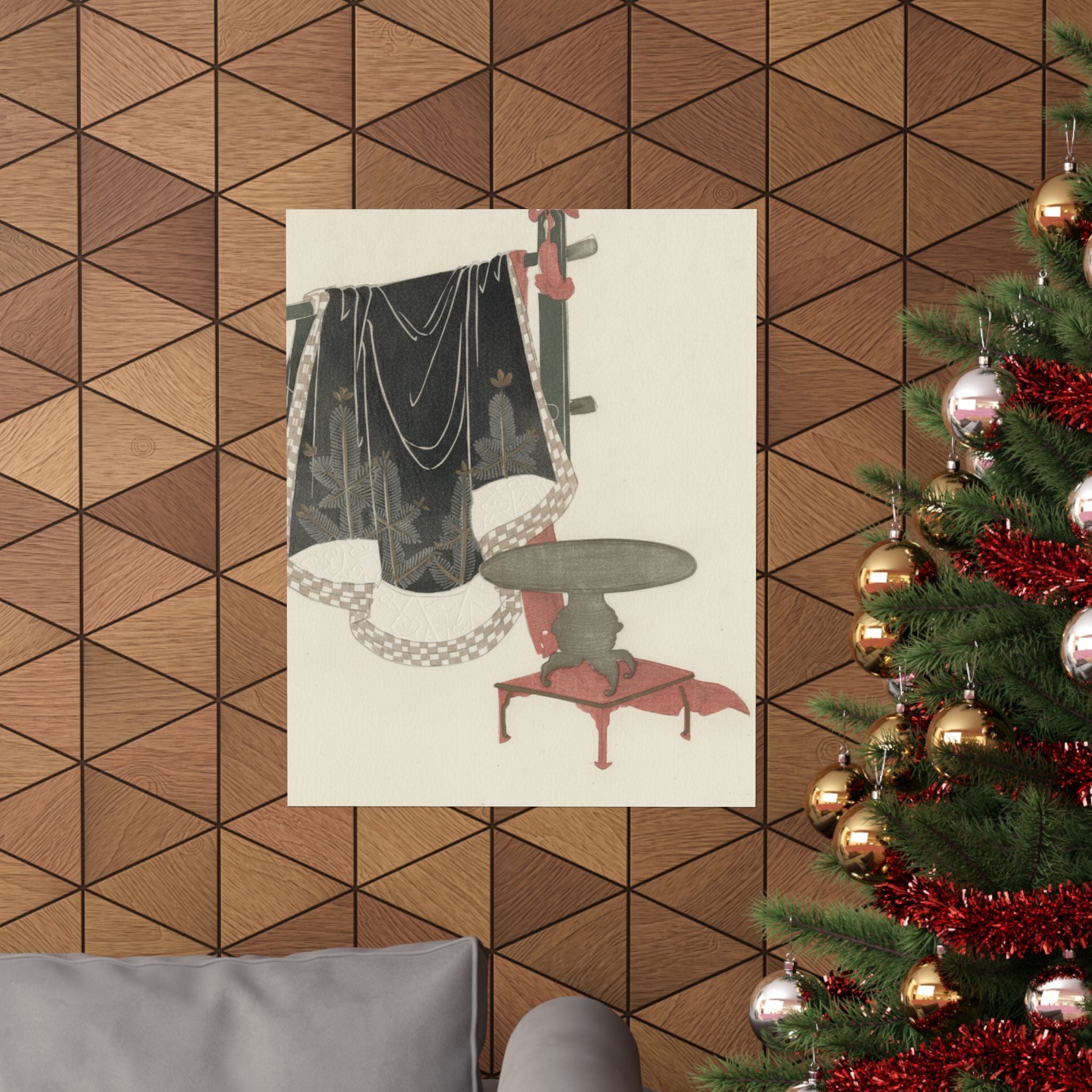 Botanical — Flower Vase With Stand; Dress Hanging On A Clothesrack — Matte Poster