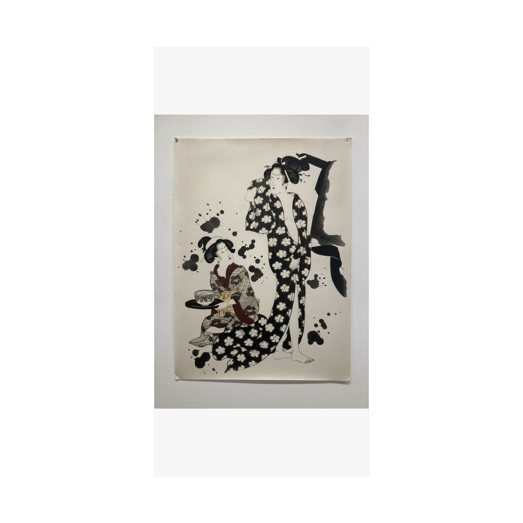Watercolor — Young Woman Making Her Toilet — Matte Poster
