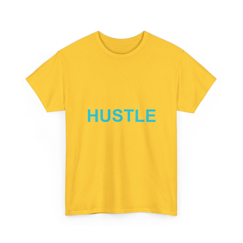 HUSTLE Bold Cyan Wordmark Minimal Graphic Tee