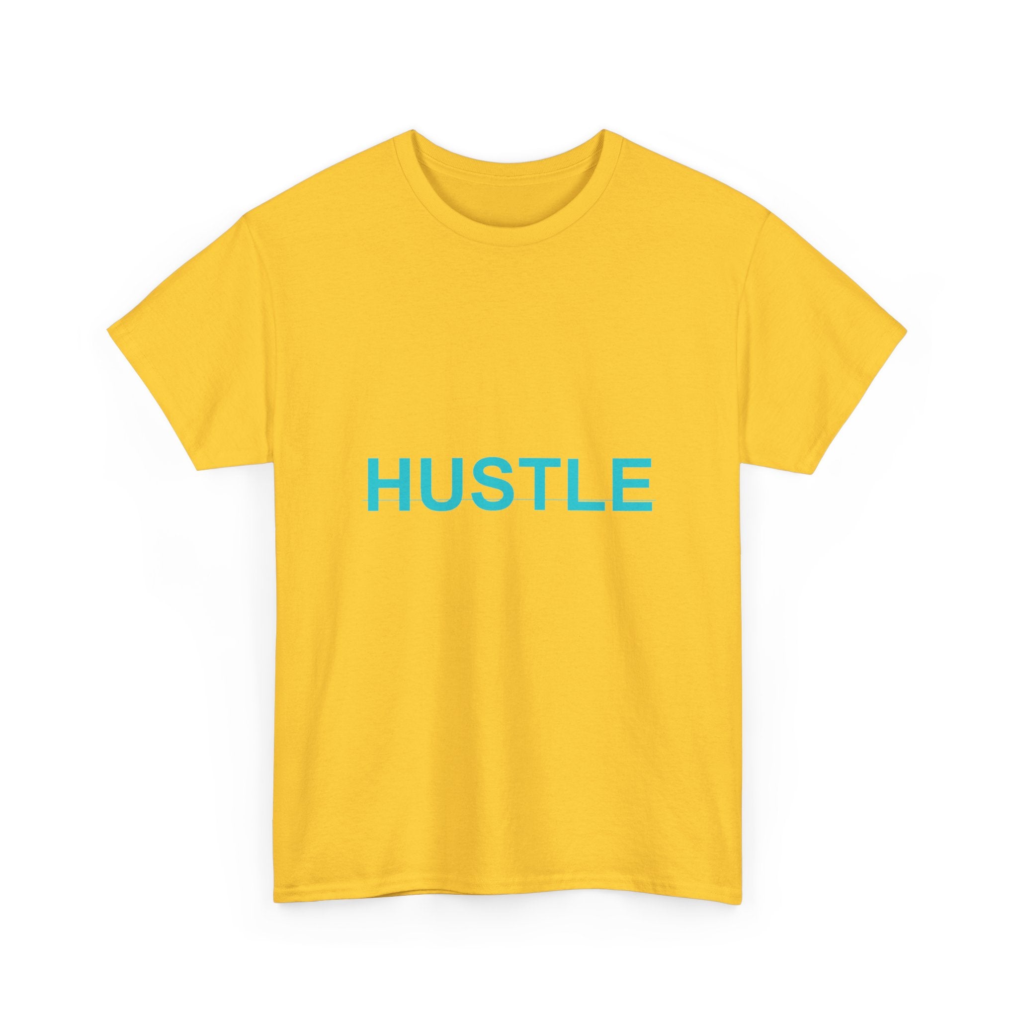 HUSTLE Bold Cyan Wordmark Minimal Graphic Tee