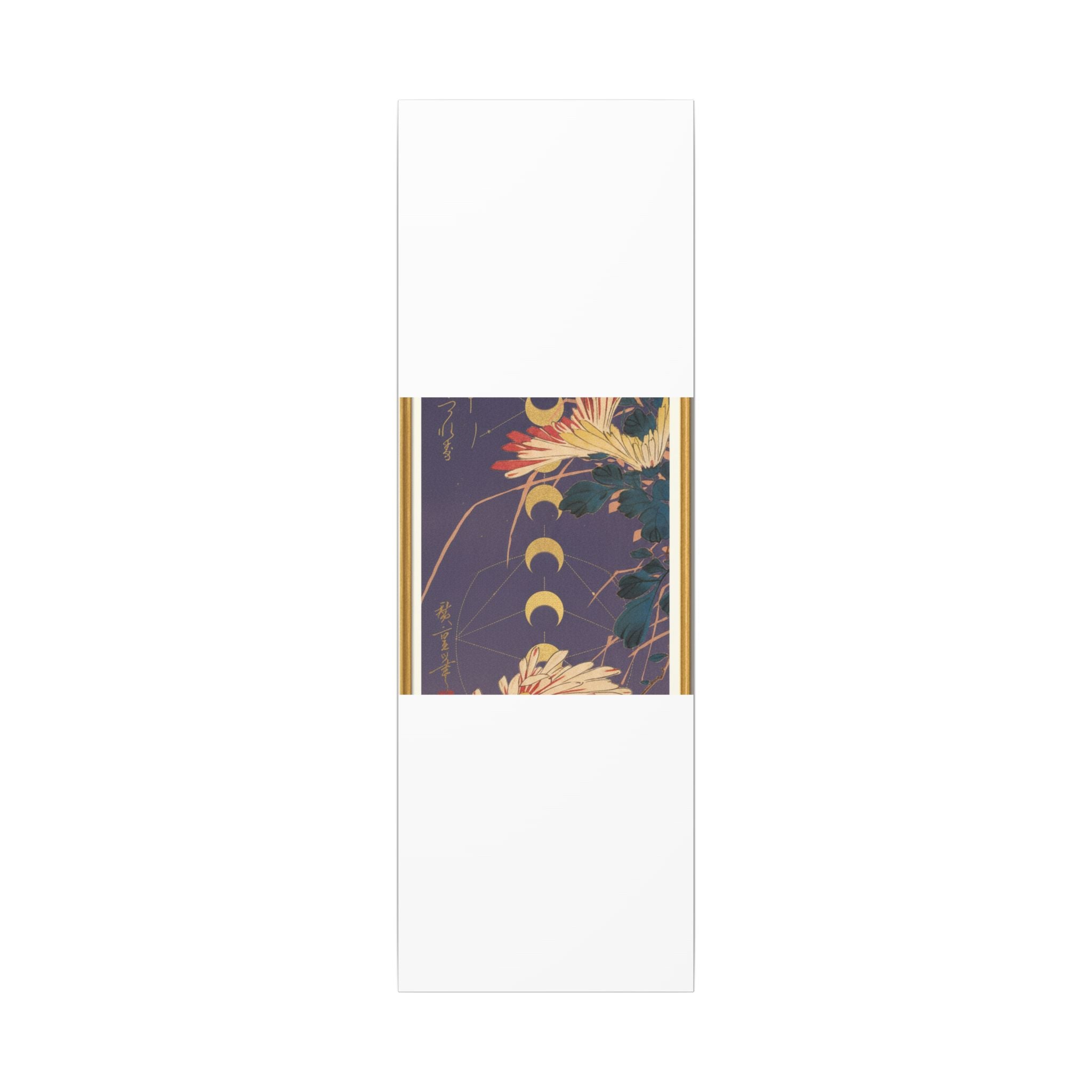 Chrysanthemum and Gold Moon Phases Woodblock Matte Canvas
