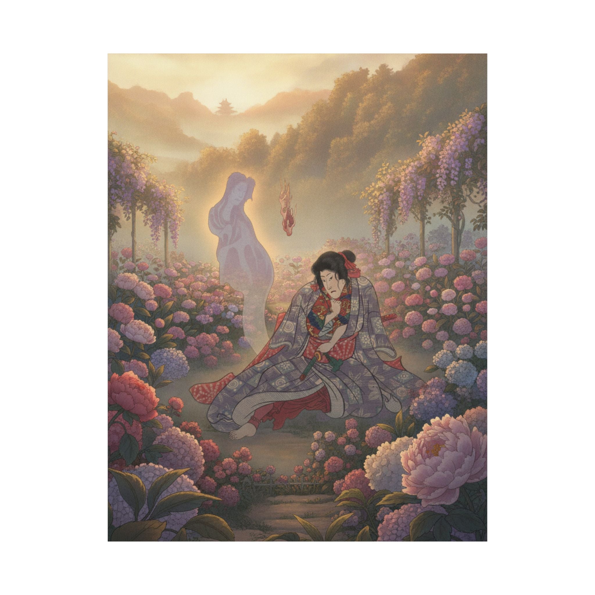 Scenic Nature — Toriyama Akinari Terutada With Ghost; (The Lavender Chapter) — Matte Poster