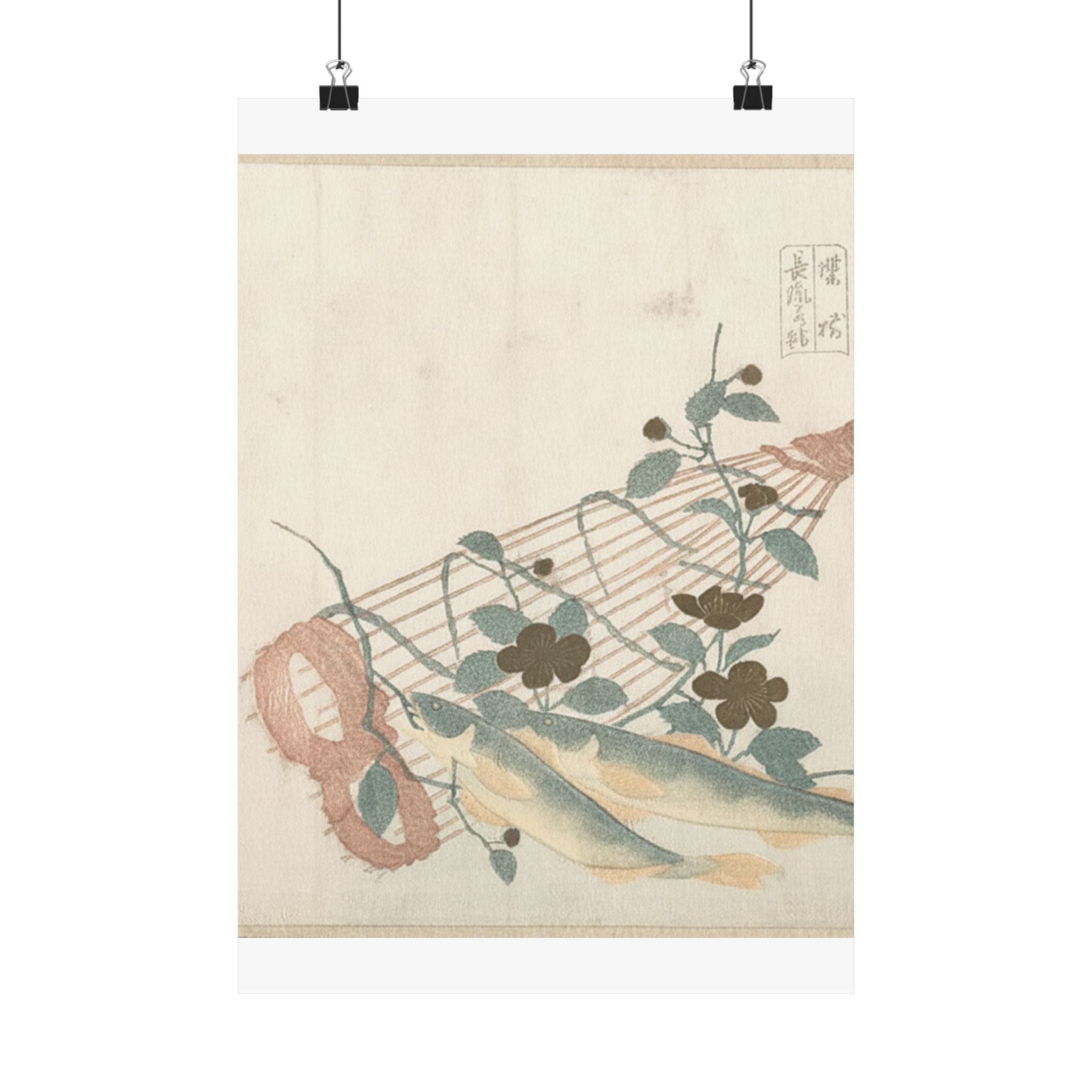 Botanical — Sweet Fishes Of The Nagara River, With Baskets And Flowers — Matte Poster