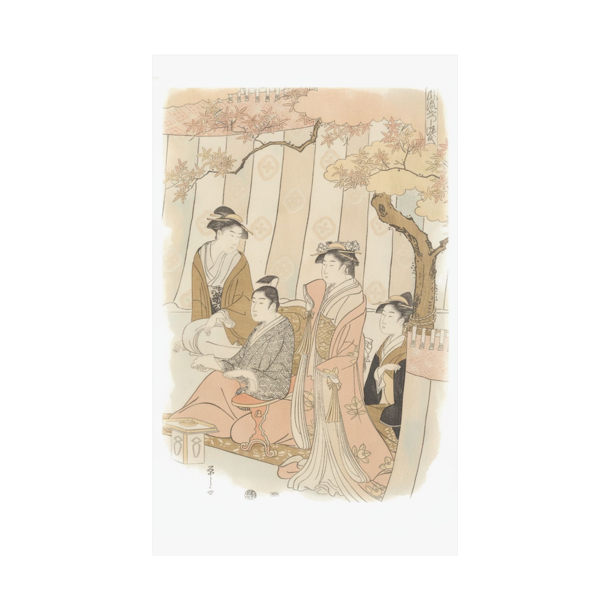 Watercolor — Prince Genji And Three Young Women — Matte Poster