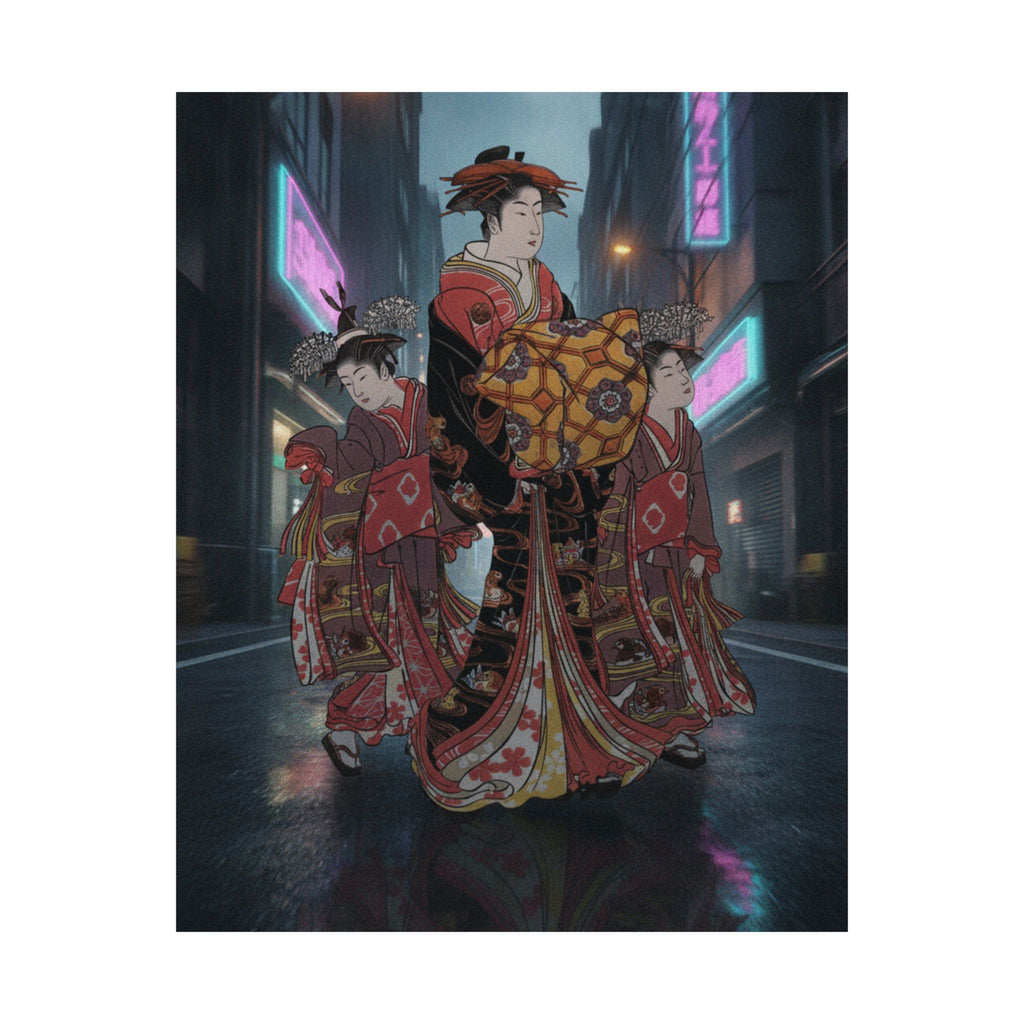 Fast Furious — An Oiran Accompanied By Two Kamuro — Matte Poster