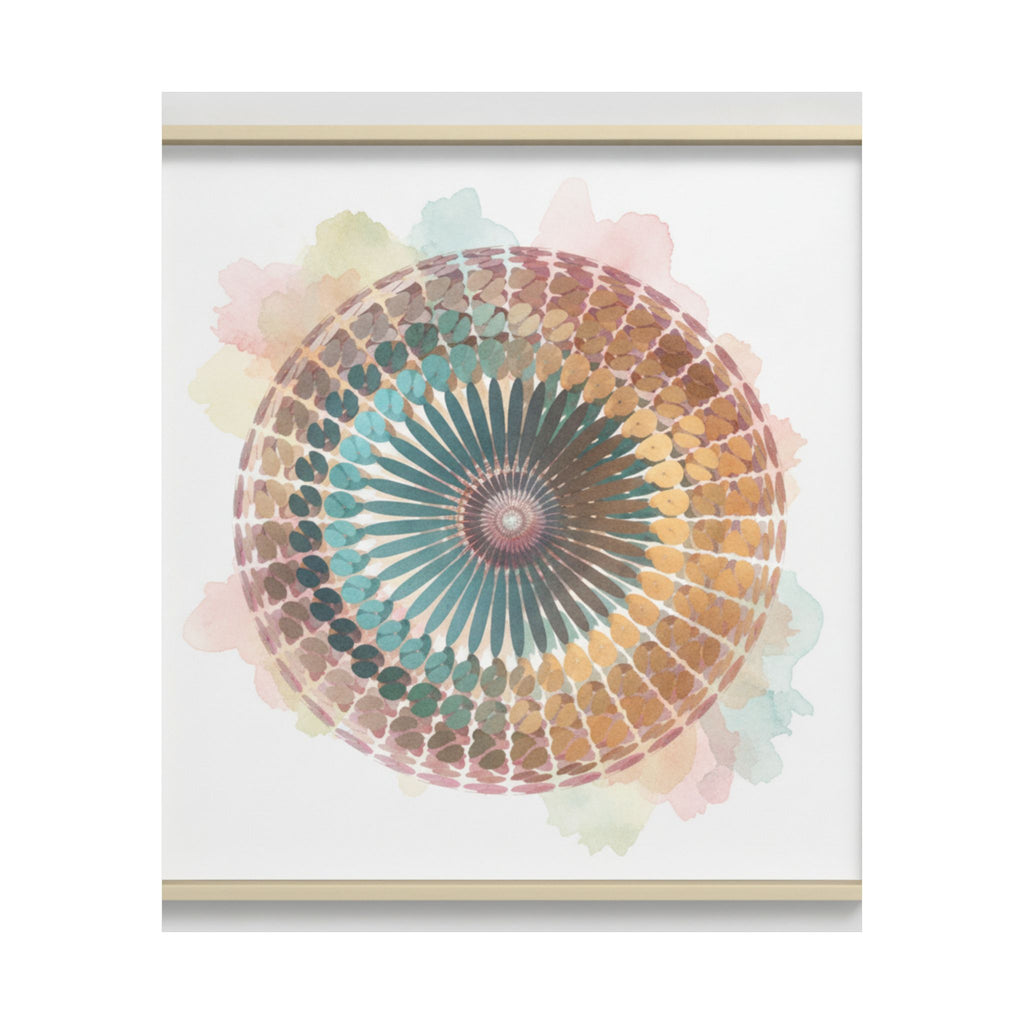Terracotta and Teal Watercolour Spiral Mandala Poster