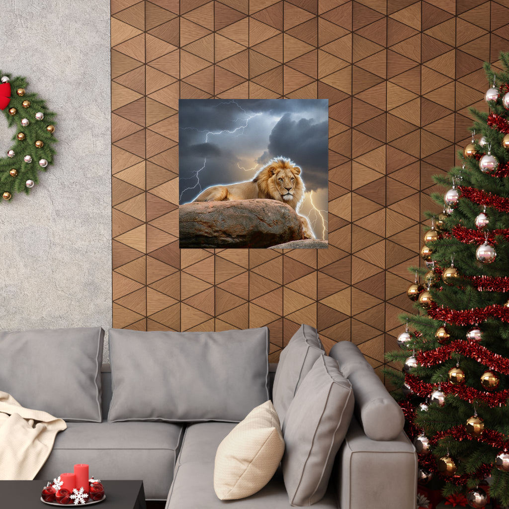Dramatic Storm — Lion — Matte Poster