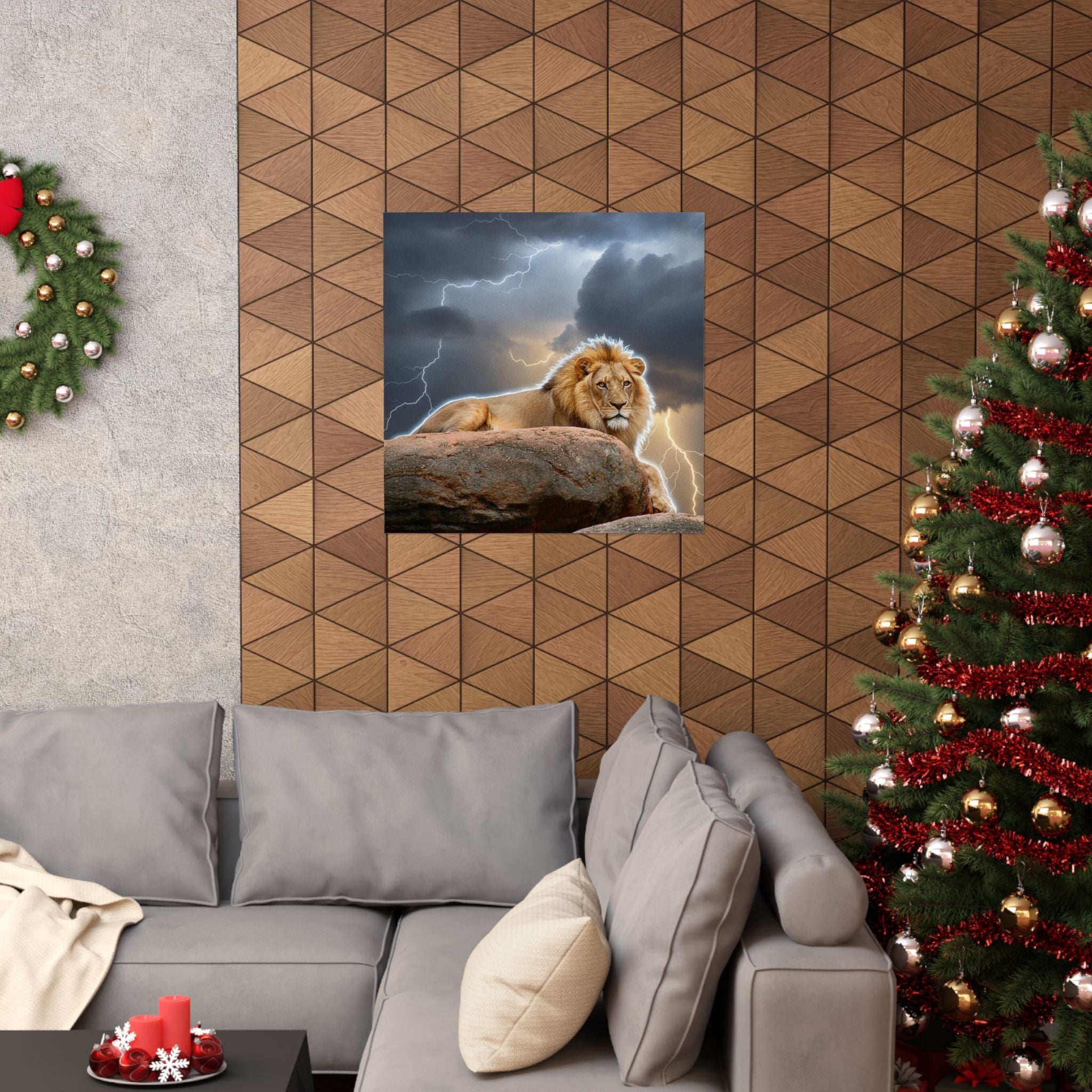 Dramatic Storm — Lion — Matte Poster