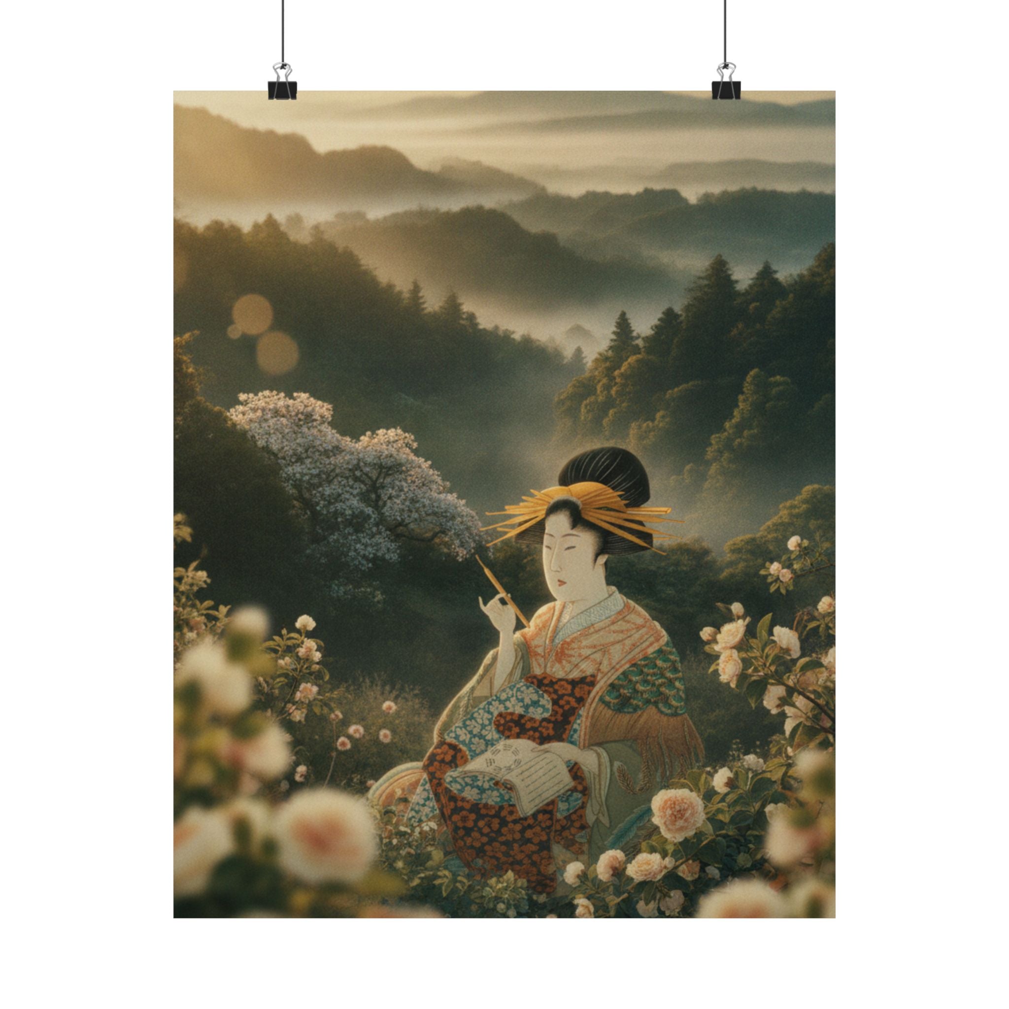 Scenic Nature — Courtesan With Book And Hair-Pin — Matte Poster