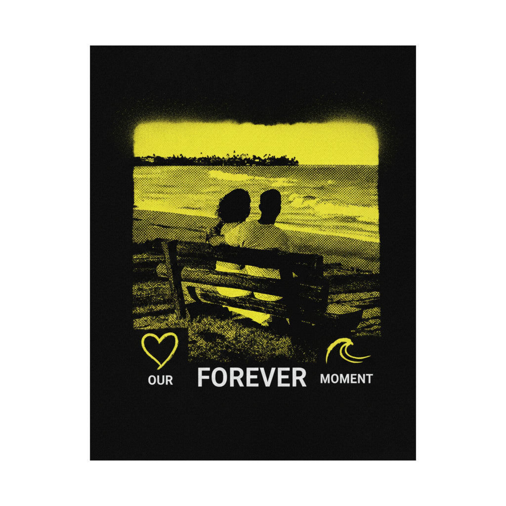 Our Forever Moment Beach Sunset Couple Yellow Matte Poster