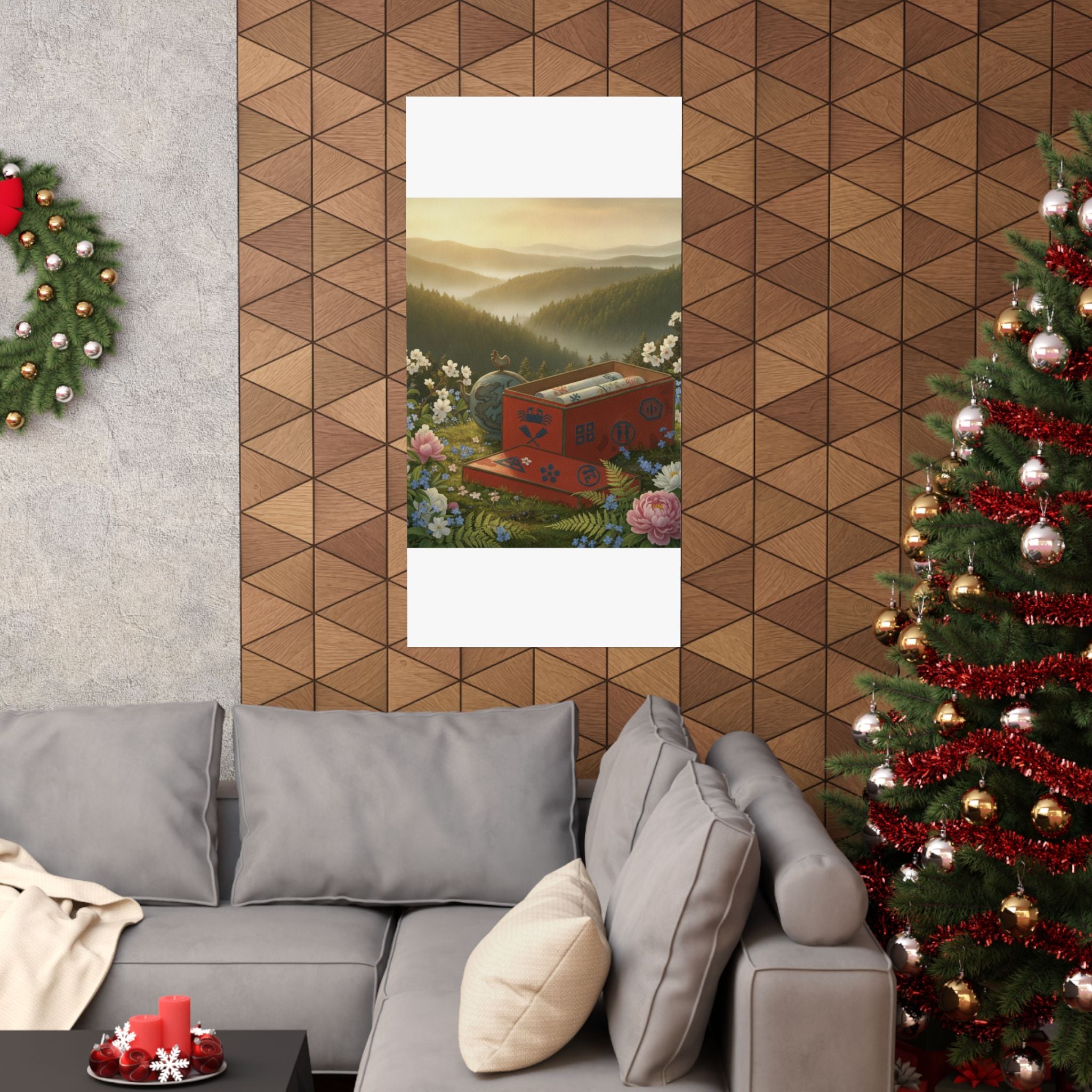 Scenic Nature — Red Lacquer Box And Water-Pot — Matte Poster