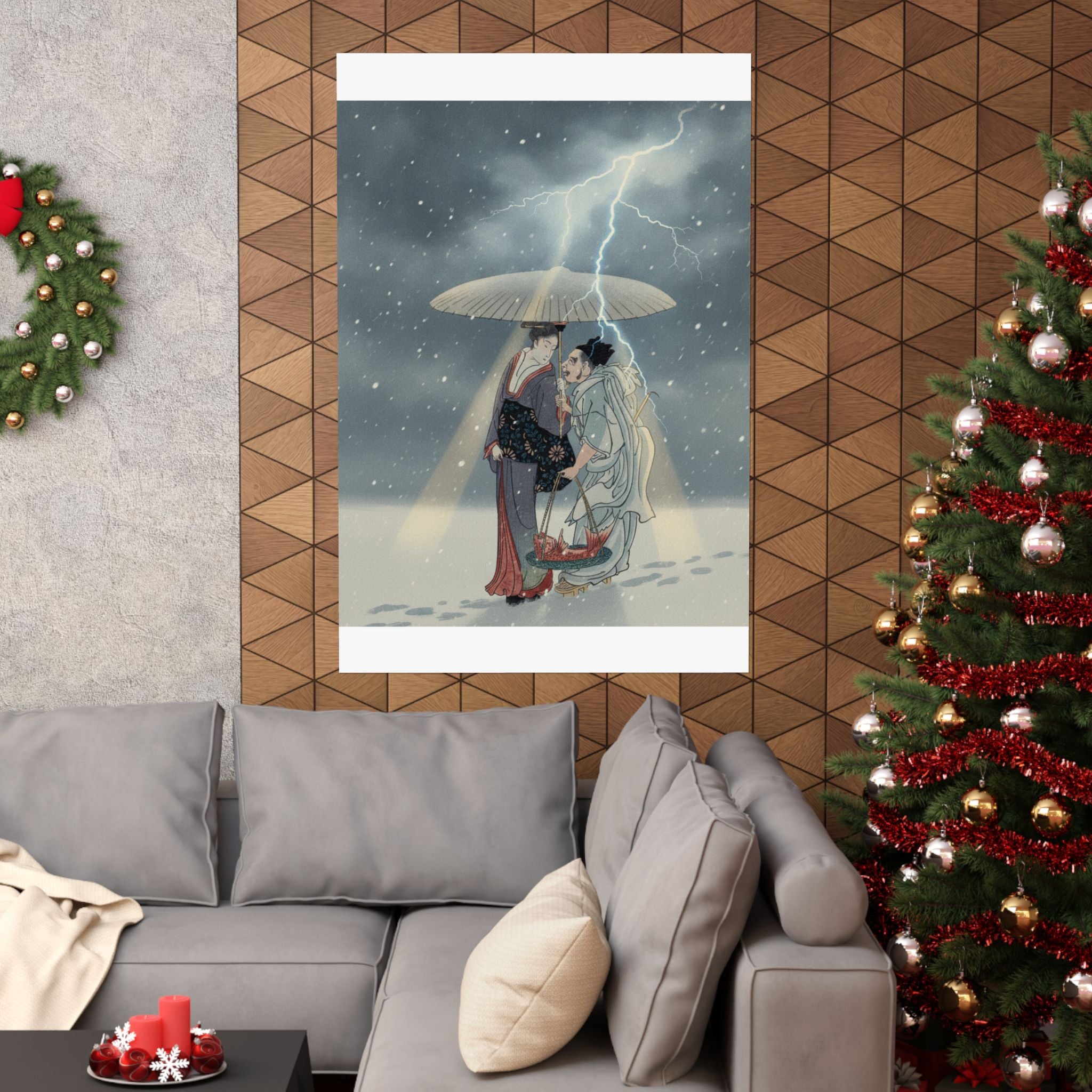 Dramatic Storm — Ebisu And Benten Walking In The Snow — Matte Poster