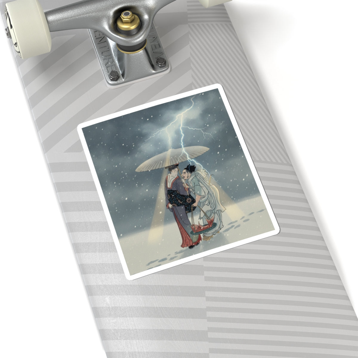 Dramatic Storm — Ebisu And Benten Walking In The Snow — Kiss-Cut Sticker