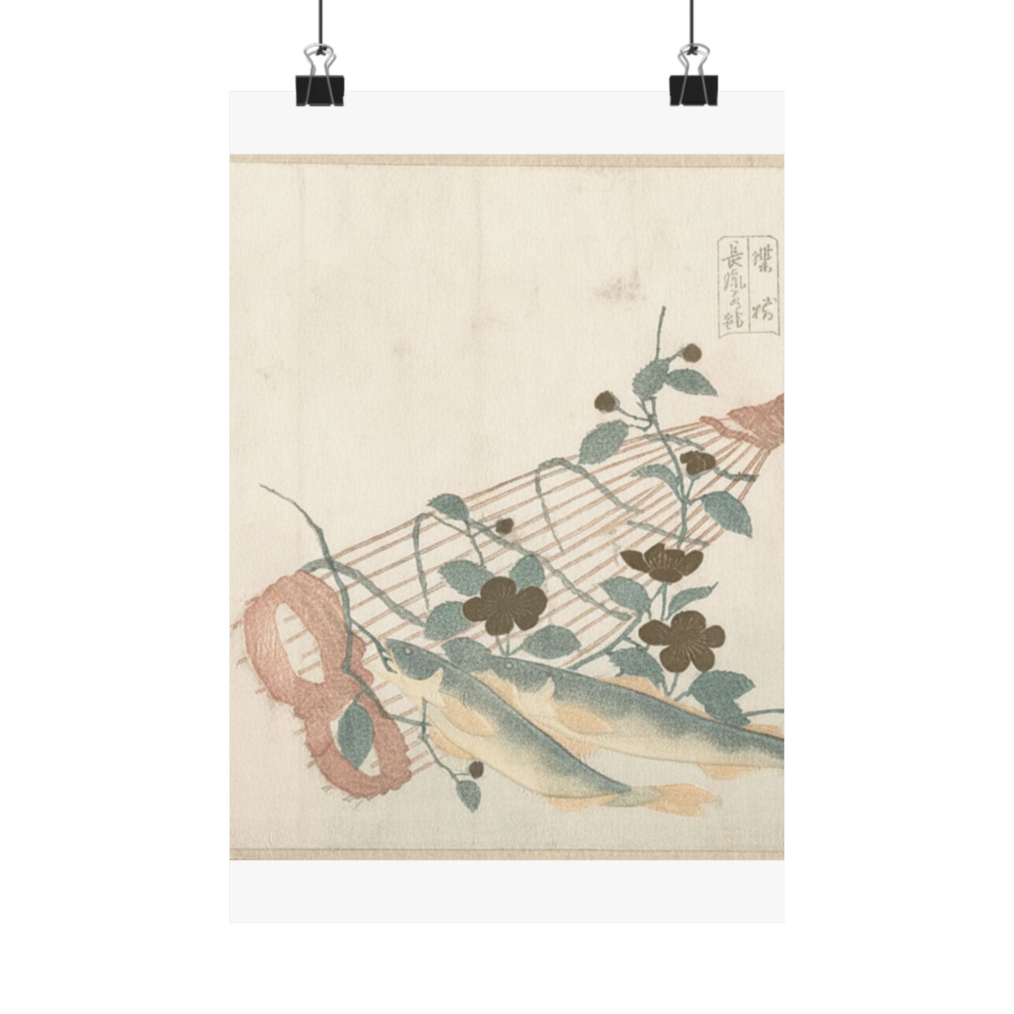 Botanical — Sweet Fishes Of The Nagara River, With Baskets And Flowers — Matte Poster