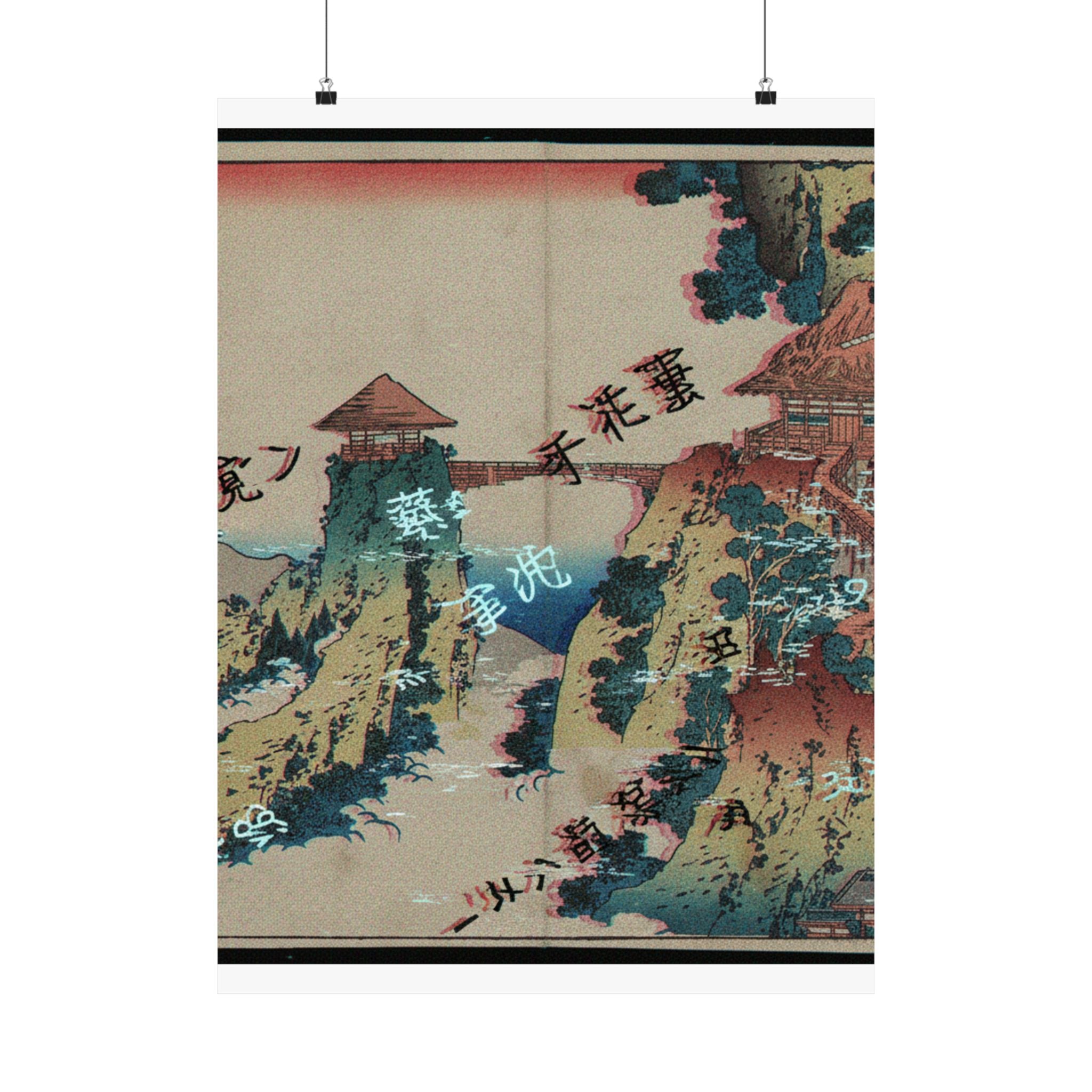 Glitch Culture — The Hanging-Cloud Bridge At Mount Gyōdō Near Ashikaga (Ashikaga Gyōdōzan Kumo No — Matte Poster