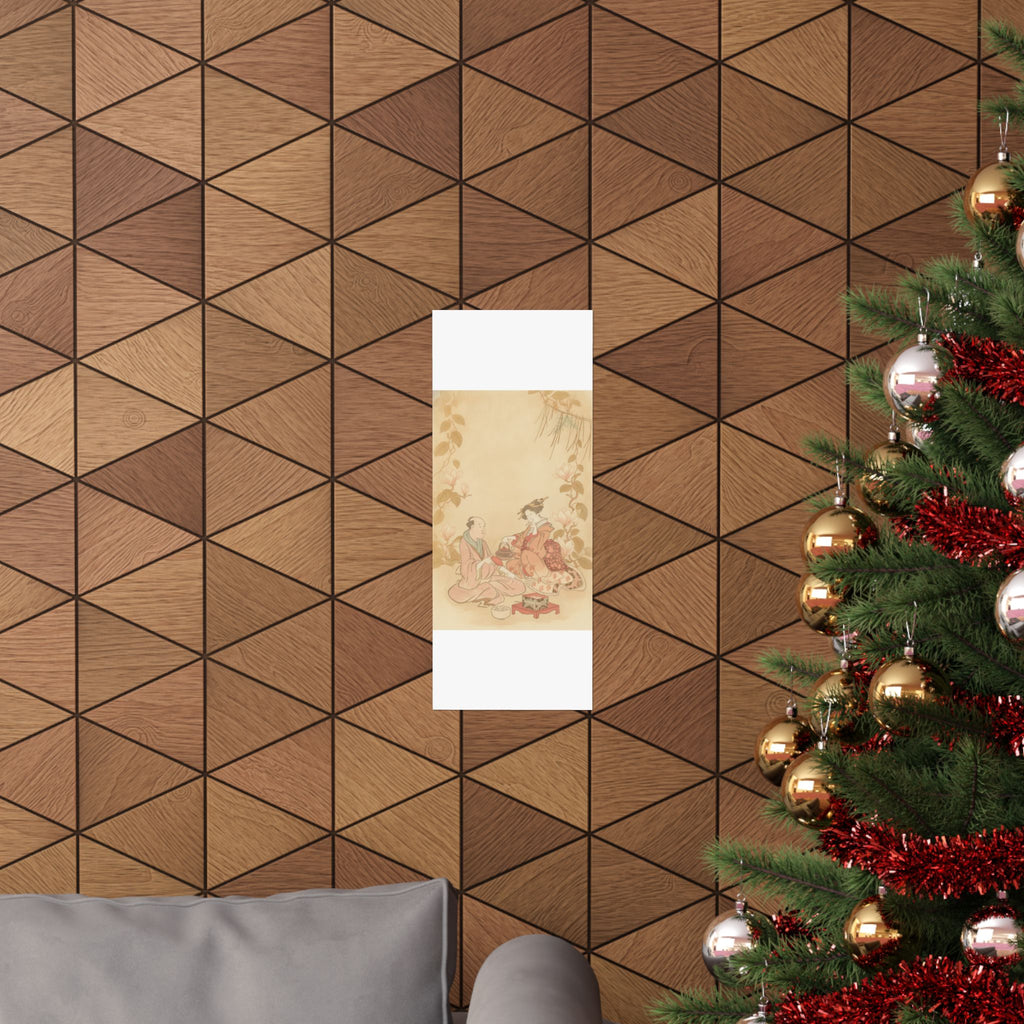 Southern Sunset — Woman Entertaining Her Guest With New Year Wine — Matte Poster