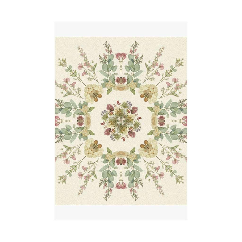 Pressed Wildflower Symmetry Cottagecore Botanical Poster