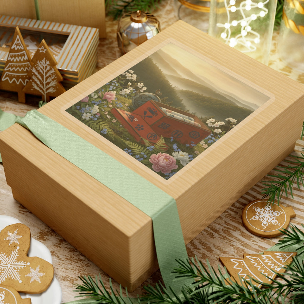 Scenic Nature — Red Lacquer Box And Water-Pot — Kiss-Cut Sticker