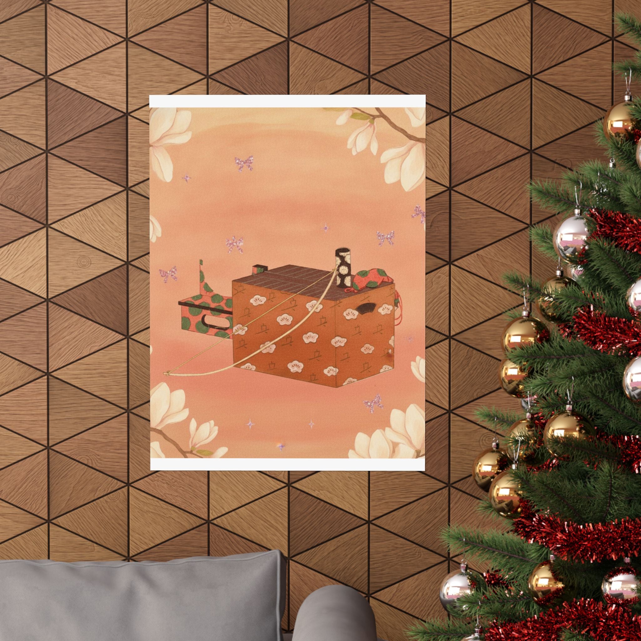 Southern Sunset — Box For Sugoroku Game (A Kind Of Backgammon), Bow And Drum — Matte Poster
