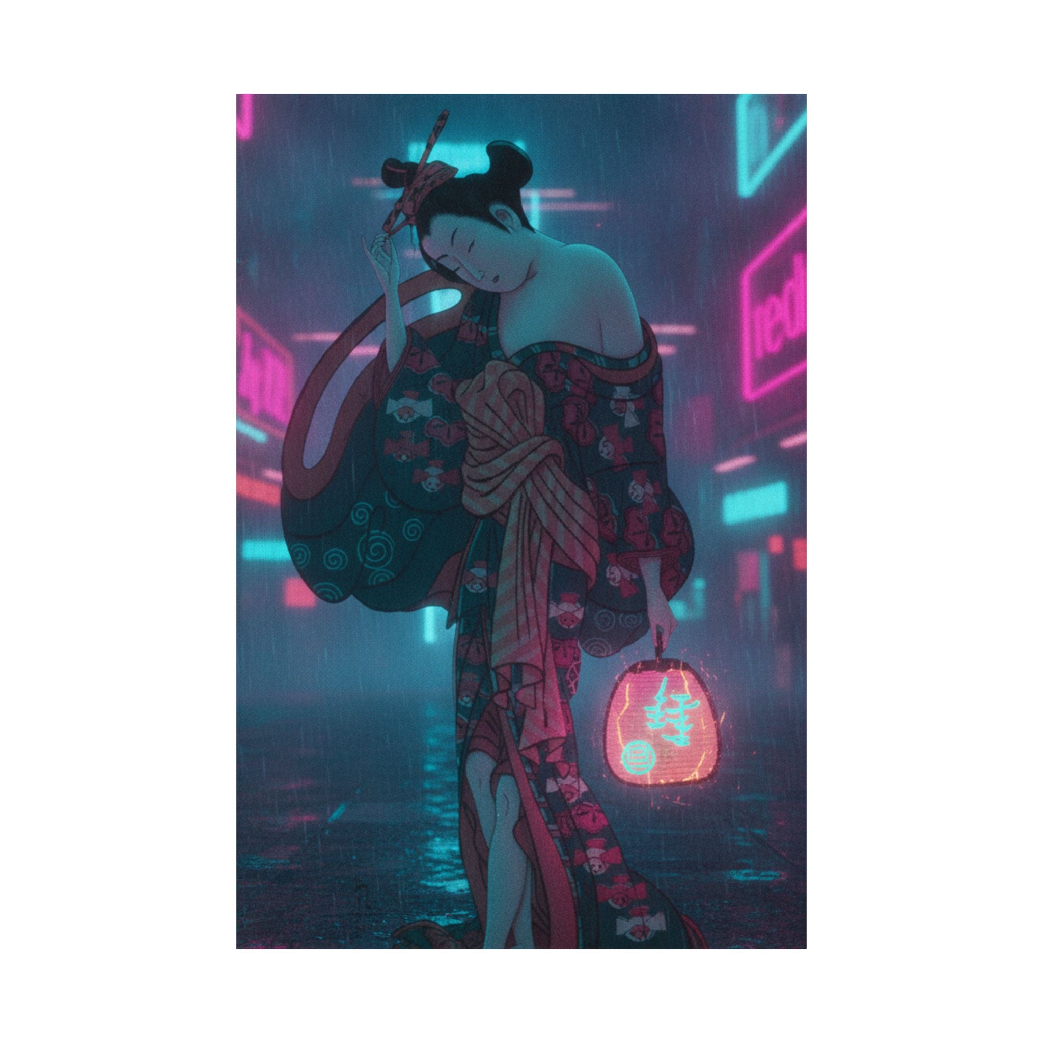 Neon Noir — Summer Willow In The Breeze — Matte Poster