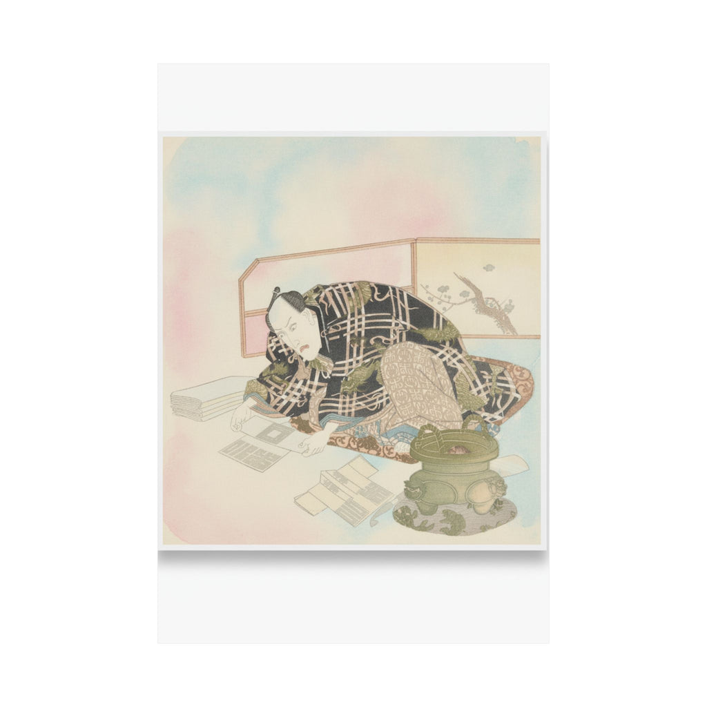 Watercolor — Ichikawa Danjūrō Vii Preparing New Year'S Gifts — Matte Poster