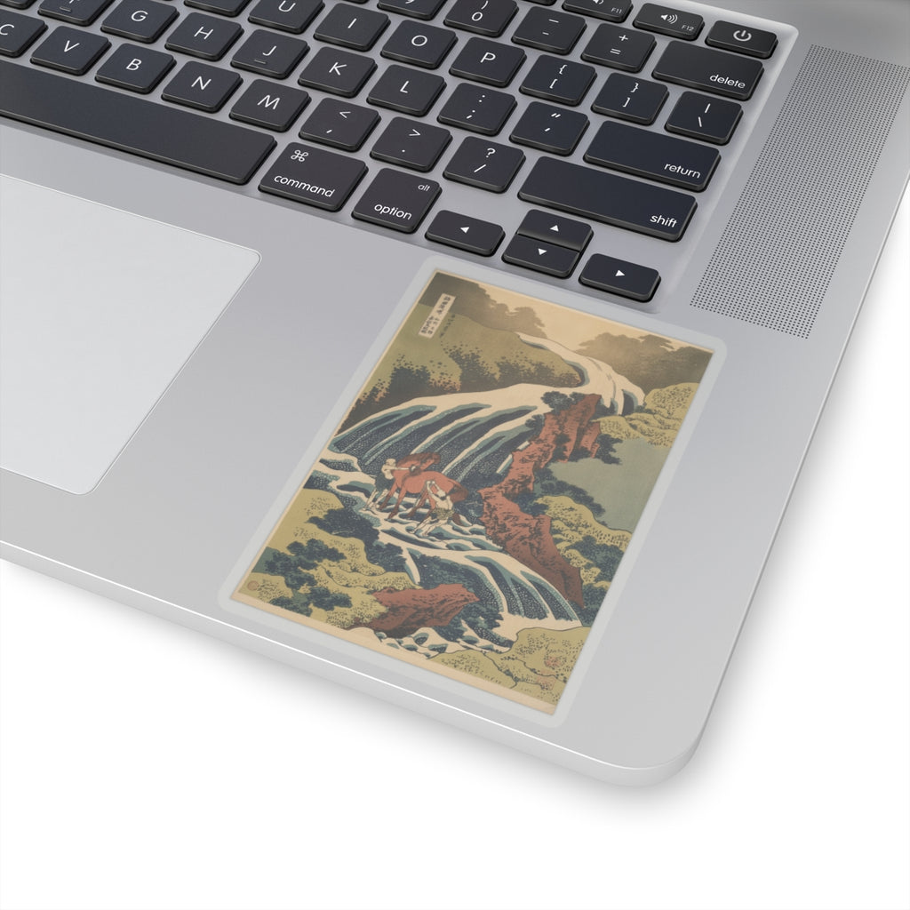 Scenic Nature — The Waterfall Where Yoshitsune Washed His Horse At Yoshino In Yamato Province (W — Kiss-Cut Sticker