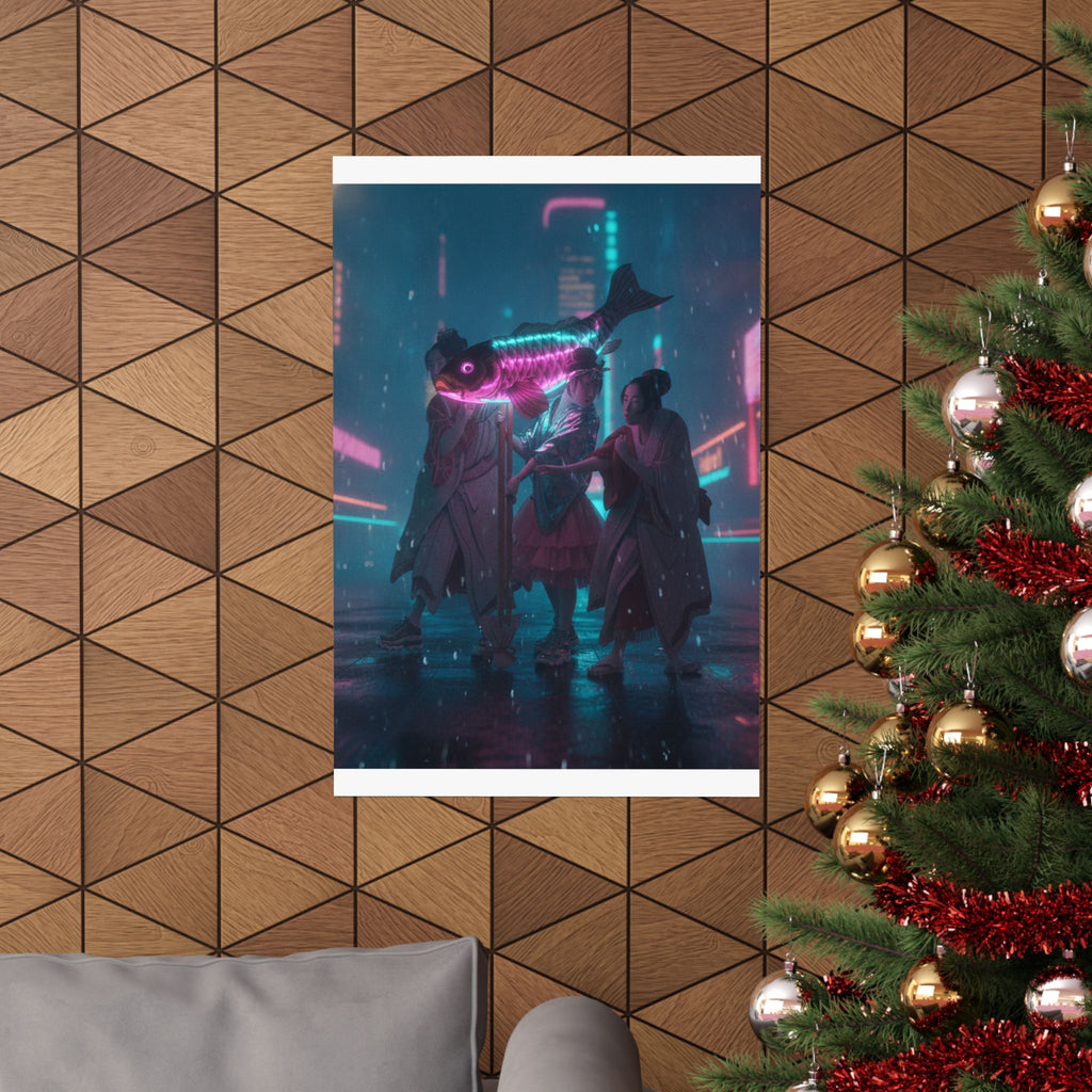 Neon Noir — Lantern Float — Matte Poster
