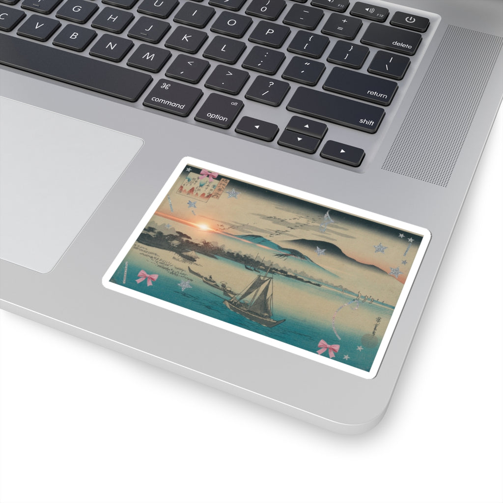 Cinematic — Geese Flying Down To Katada — Kiss-Cut Sticker