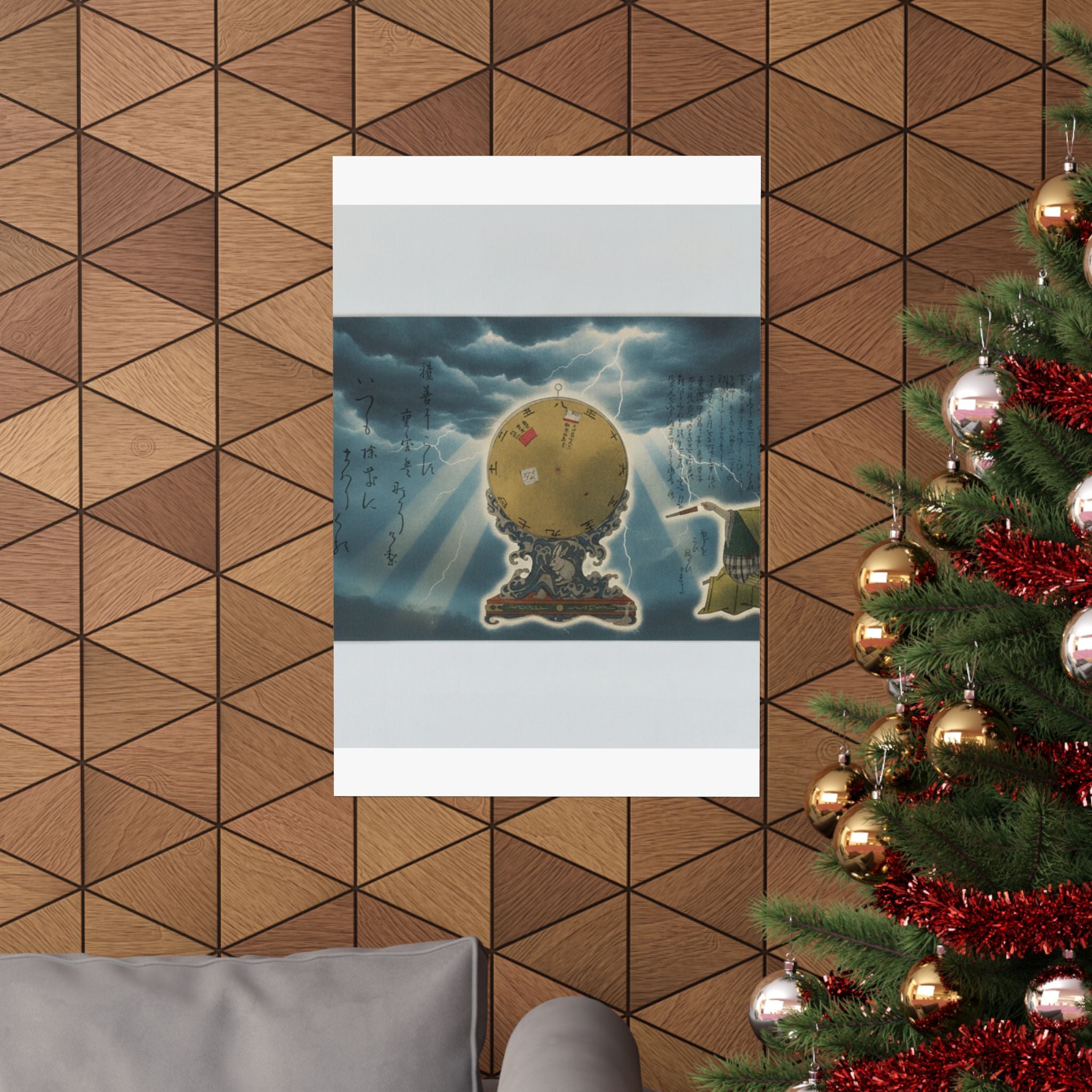 Dramatic Storm — Moveable Rotating Calendar Mounted On Elaborate Wave-Base With Rabbit Crest — Matte Poster