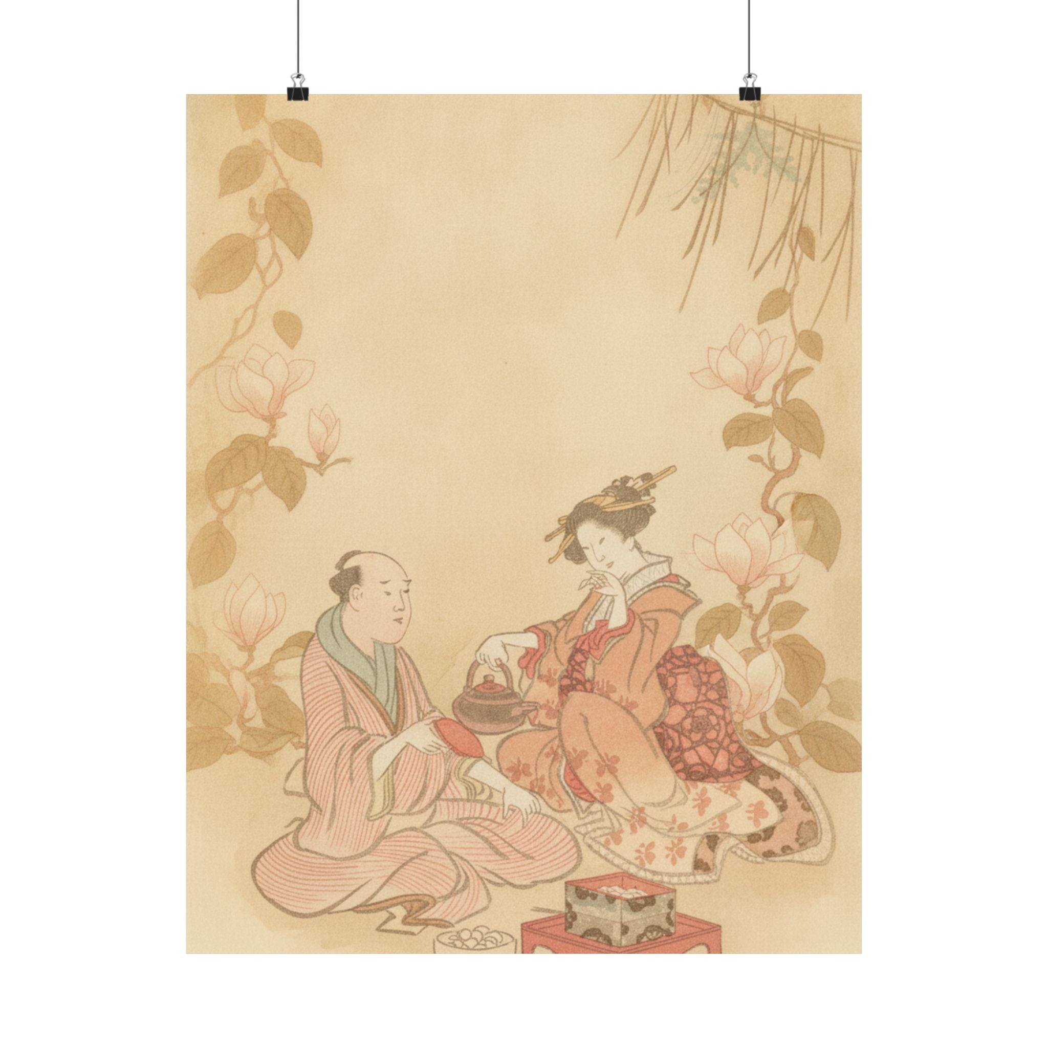 Southern Sunset — Woman Entertaining Her Guest With New Year Wine — Matte Poster