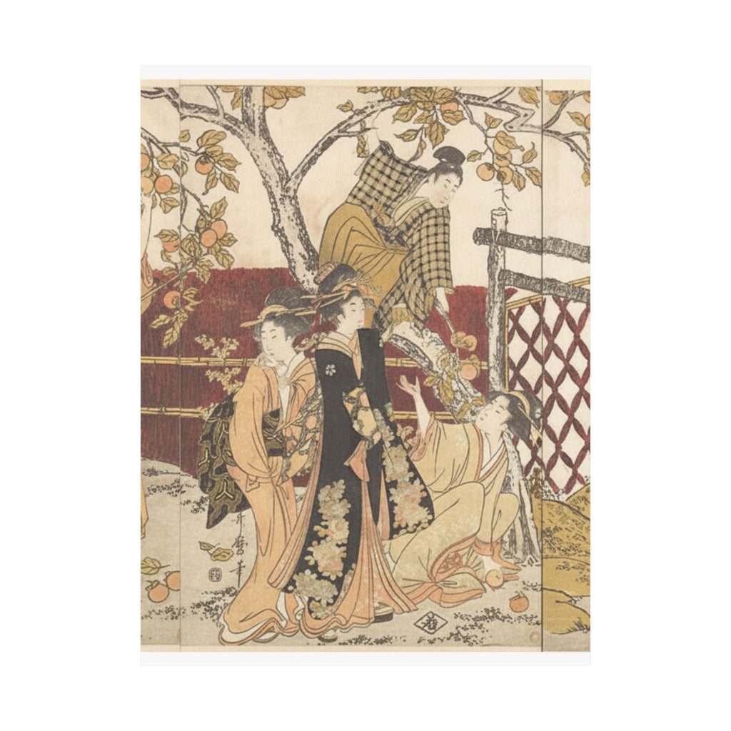 Botanical — Picking Persimmons (Kaki-Mogi) — Matte Poster