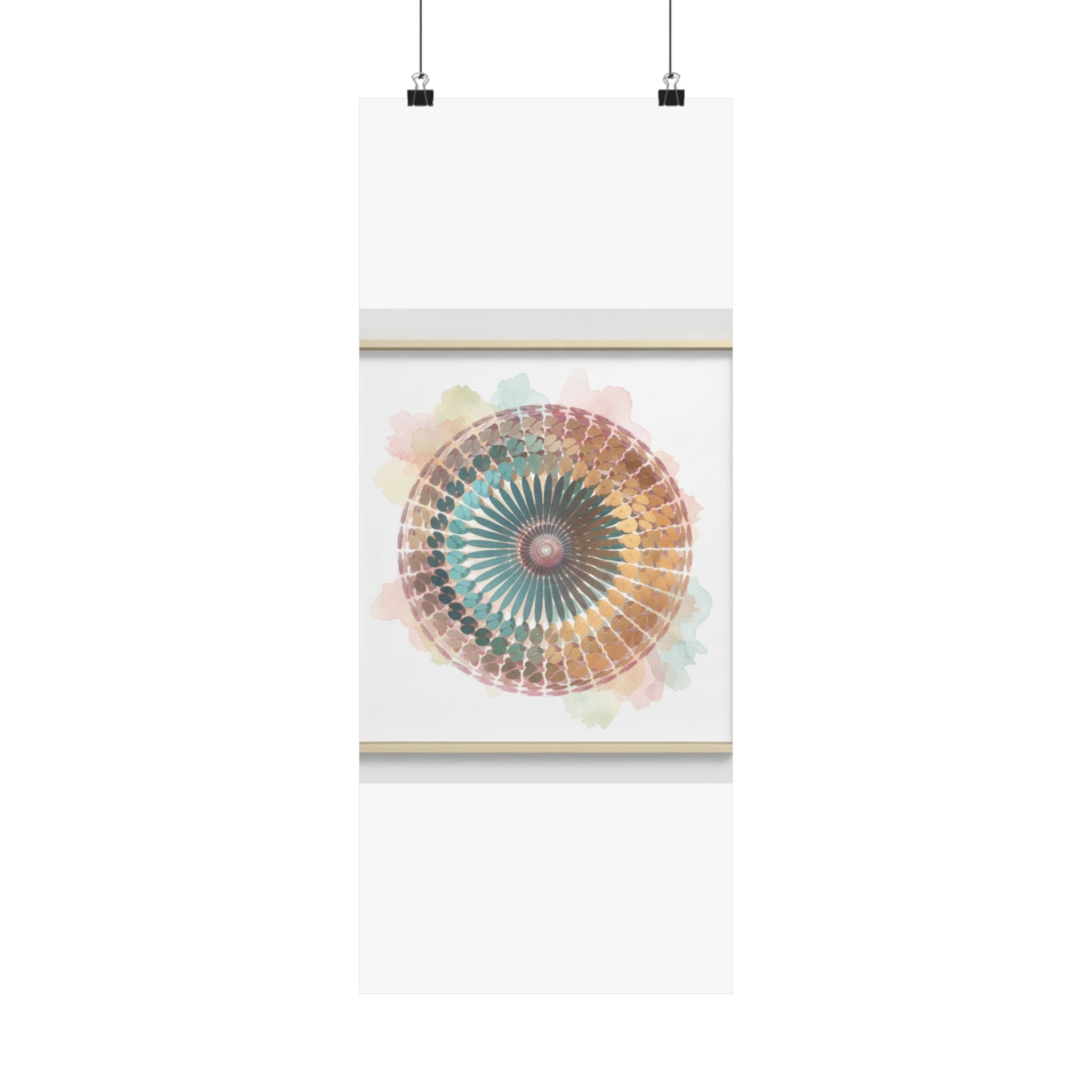 Terracotta and Teal Watercolour Spiral Mandala Poster