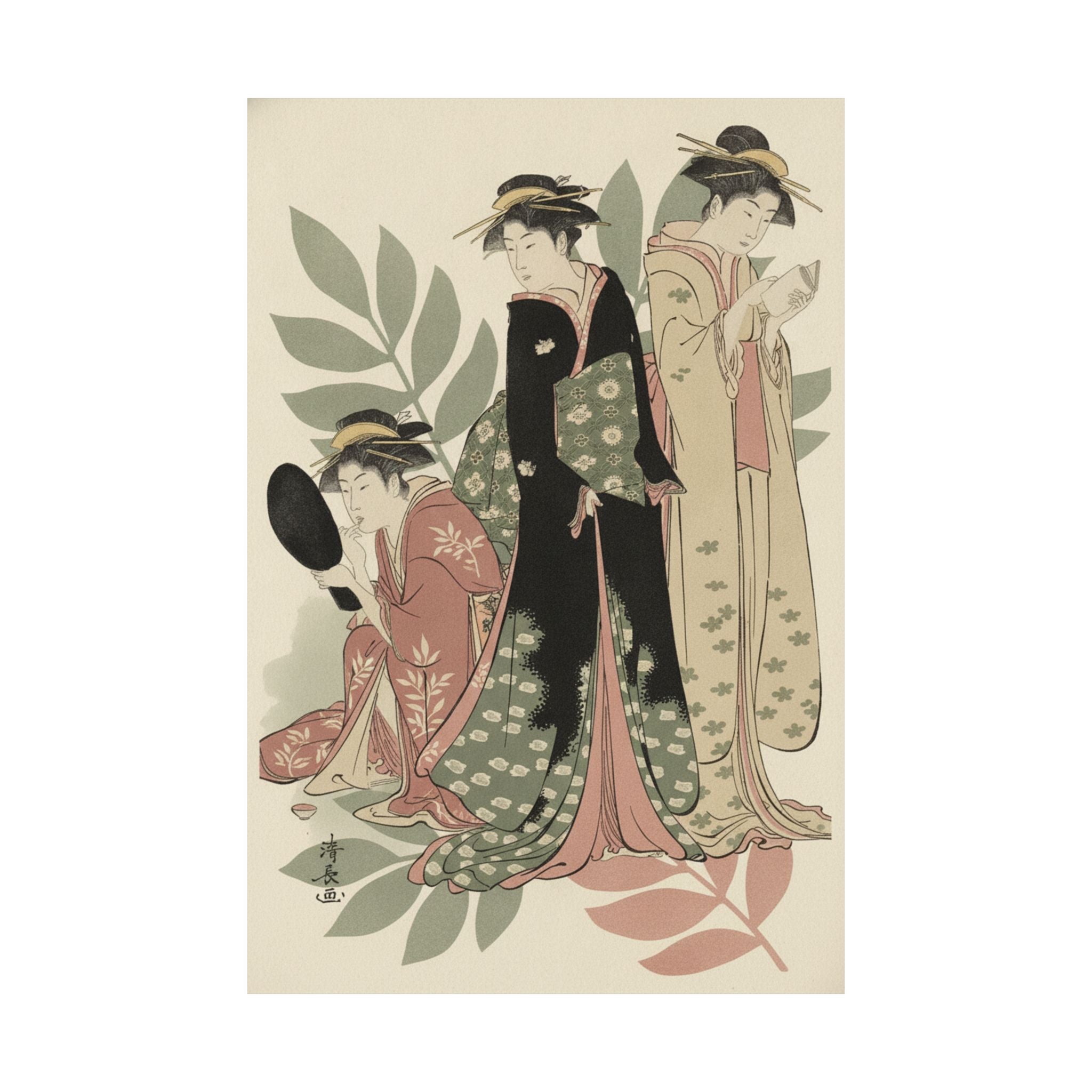 Botanical — Three Geishas Of Tachibana Street In Their Room — Matte Poster