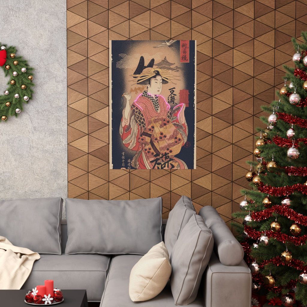 Japanese Street — Courtesan With Branch Of Seri — Matte Poster