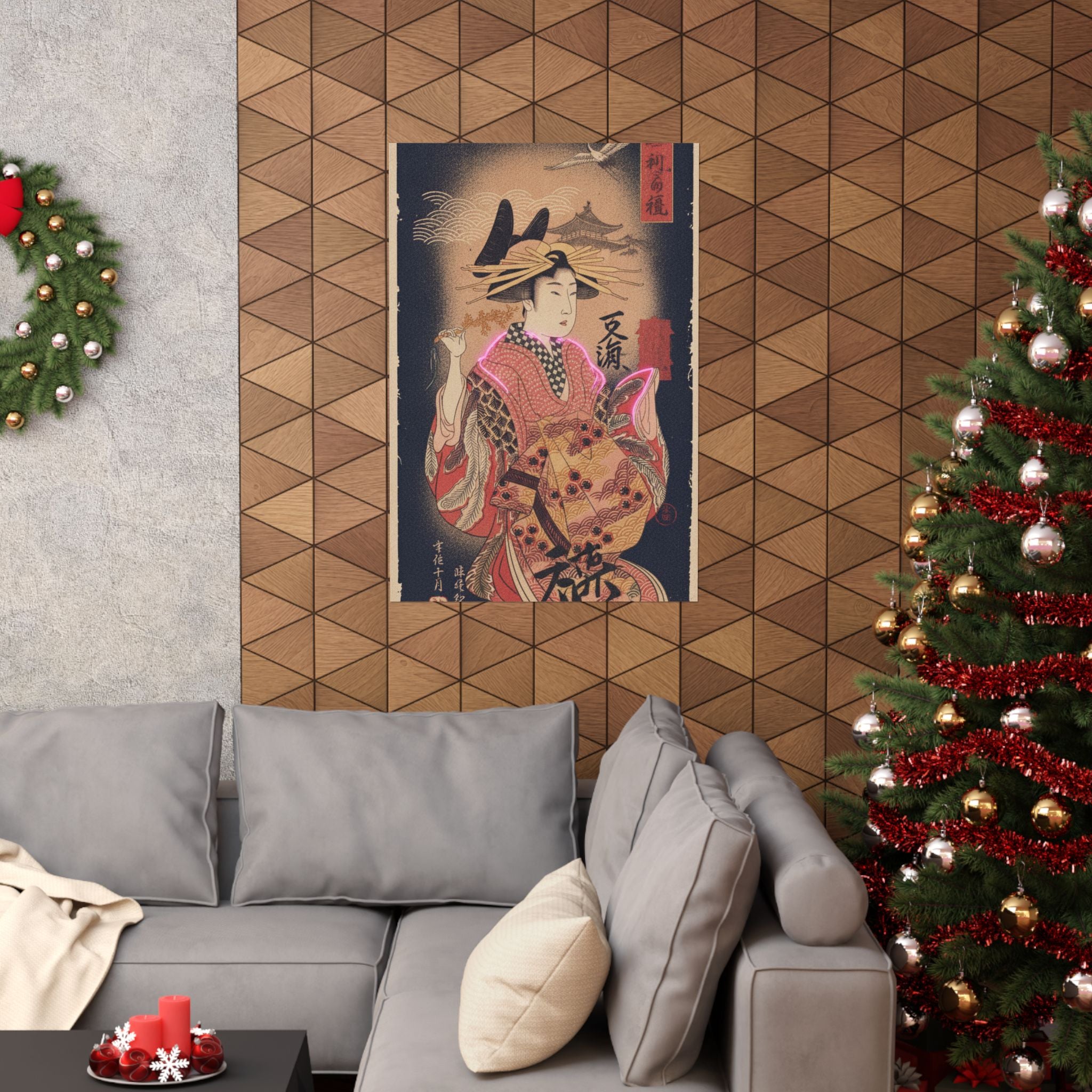 Japanese Street — Courtesan With Branch Of Seri — Matte Poster