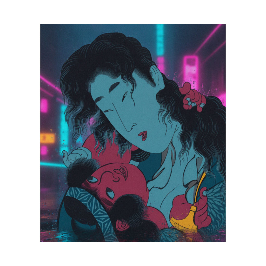 Neon Noir — Yamauba Playing With Kintarō — Matte Poster