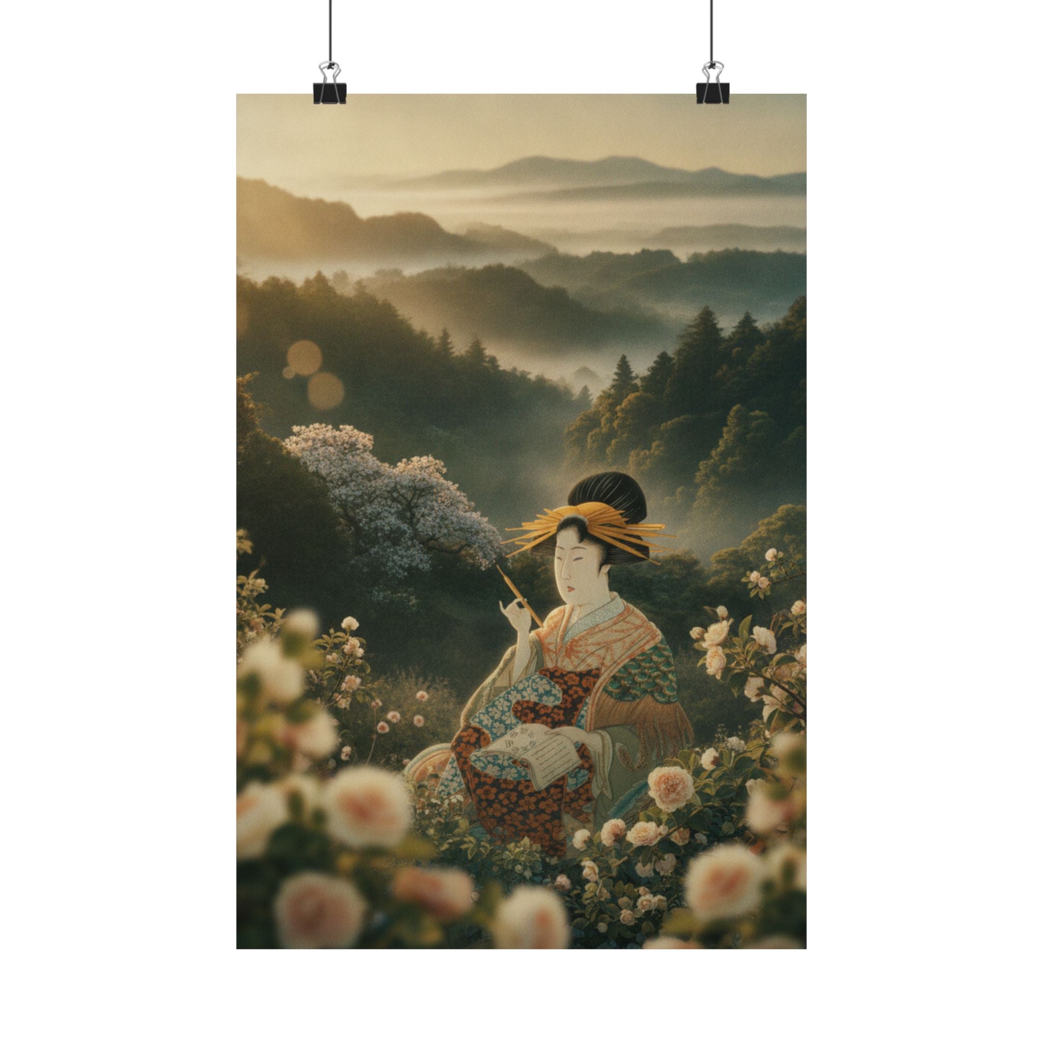 Scenic Nature — Courtesan With Book And Hair-Pin — Matte Poster