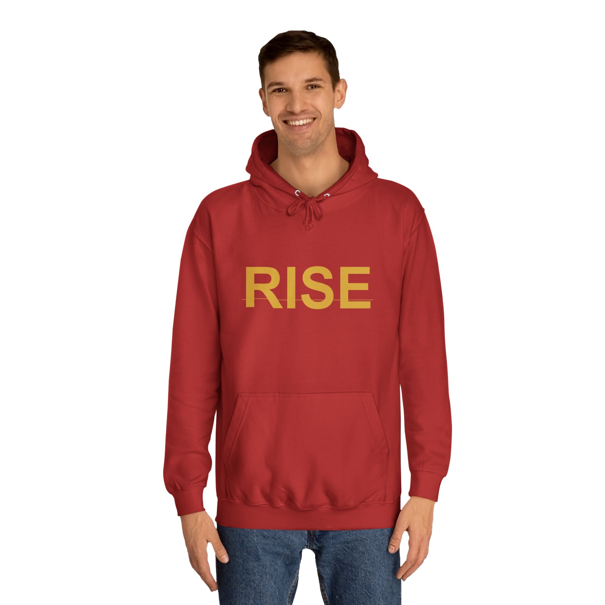 RISE Gold Block Letter Minimal Typography Hoodie