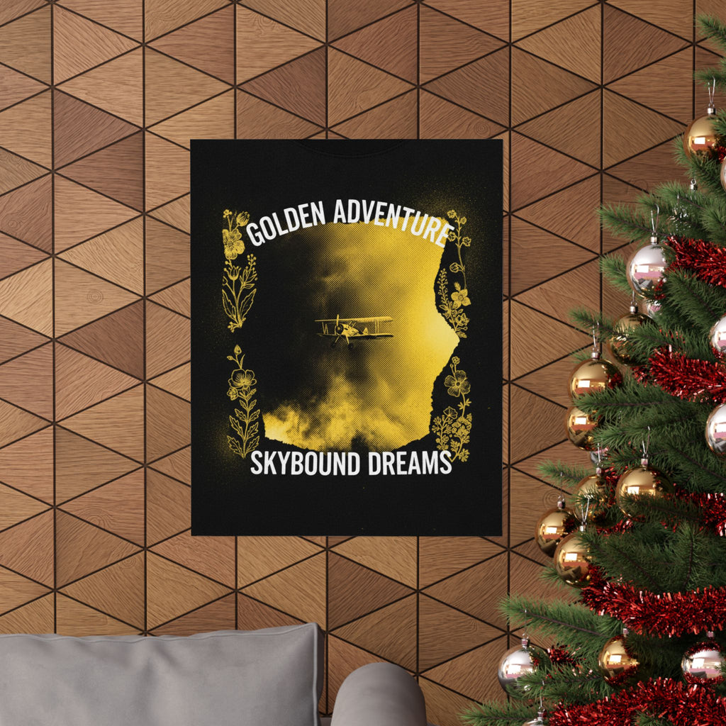 Golden Adventure Skybound Dreams Biplane Art Poster