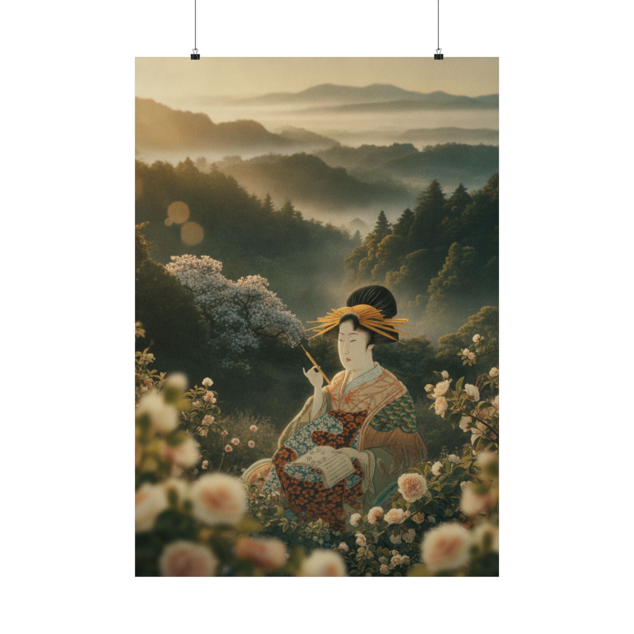 Scenic Nature — Courtesan With Book And Hair-Pin — Matte Poster