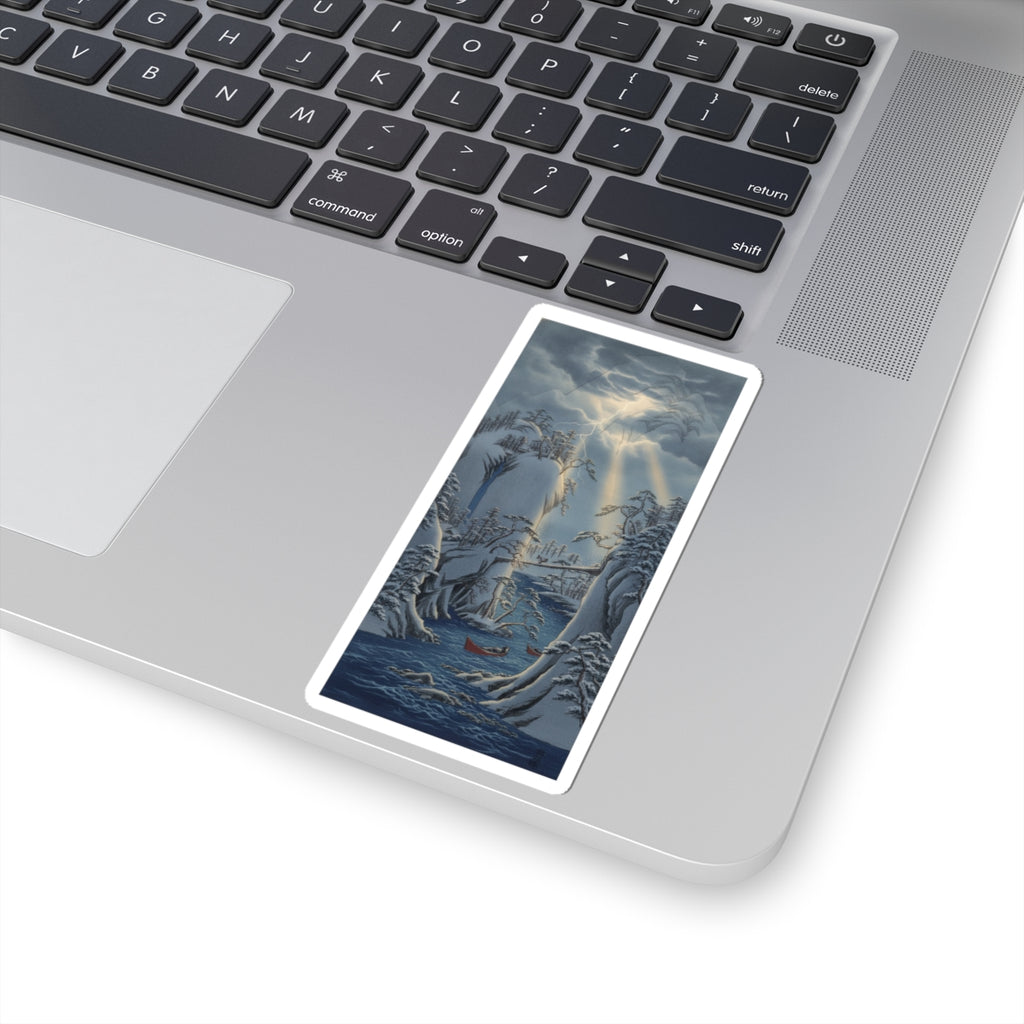 Dramatic Storm — River Gorge In Snow — Kiss-Cut Sticker