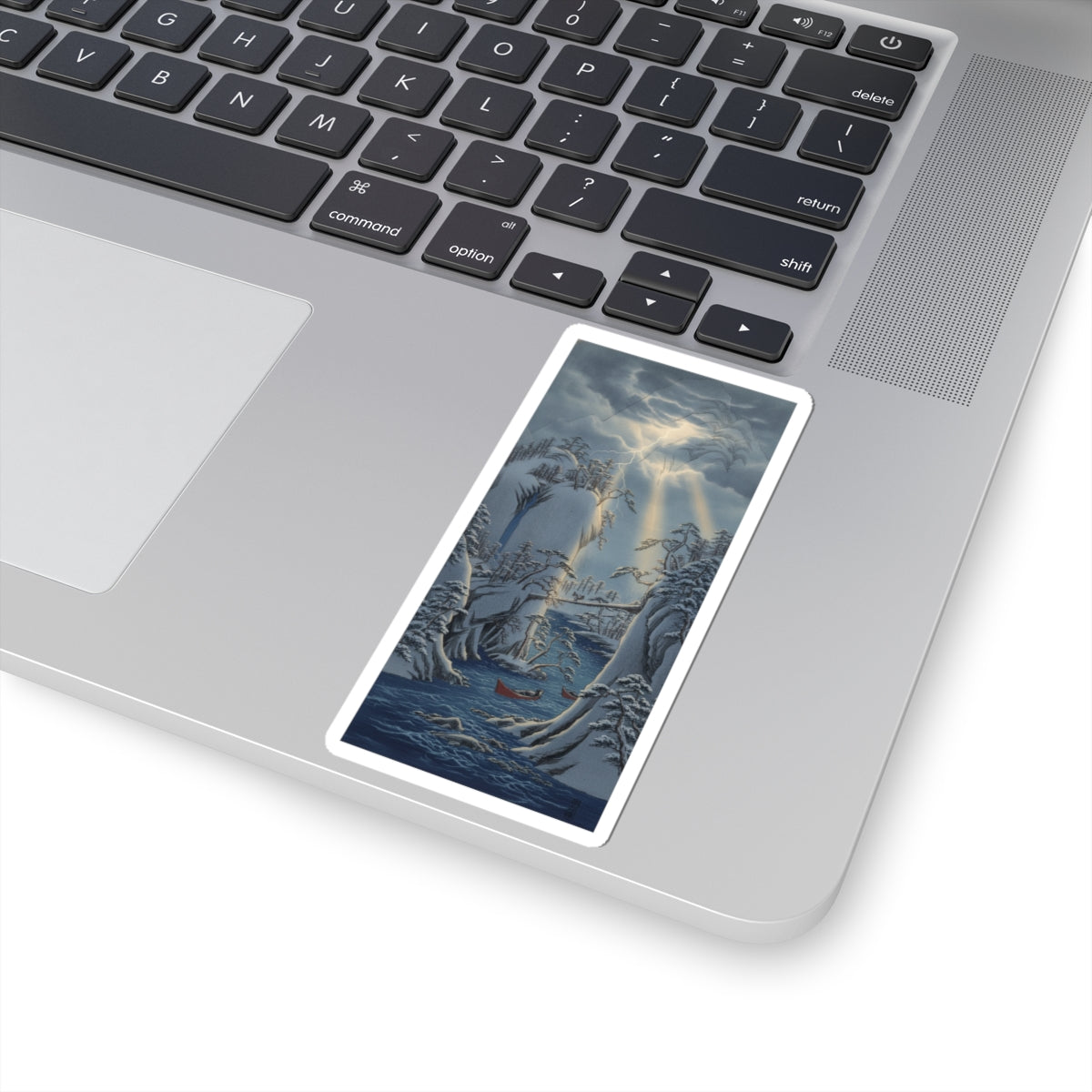 Dramatic Storm — River Gorge In Snow — Kiss-Cut Sticker