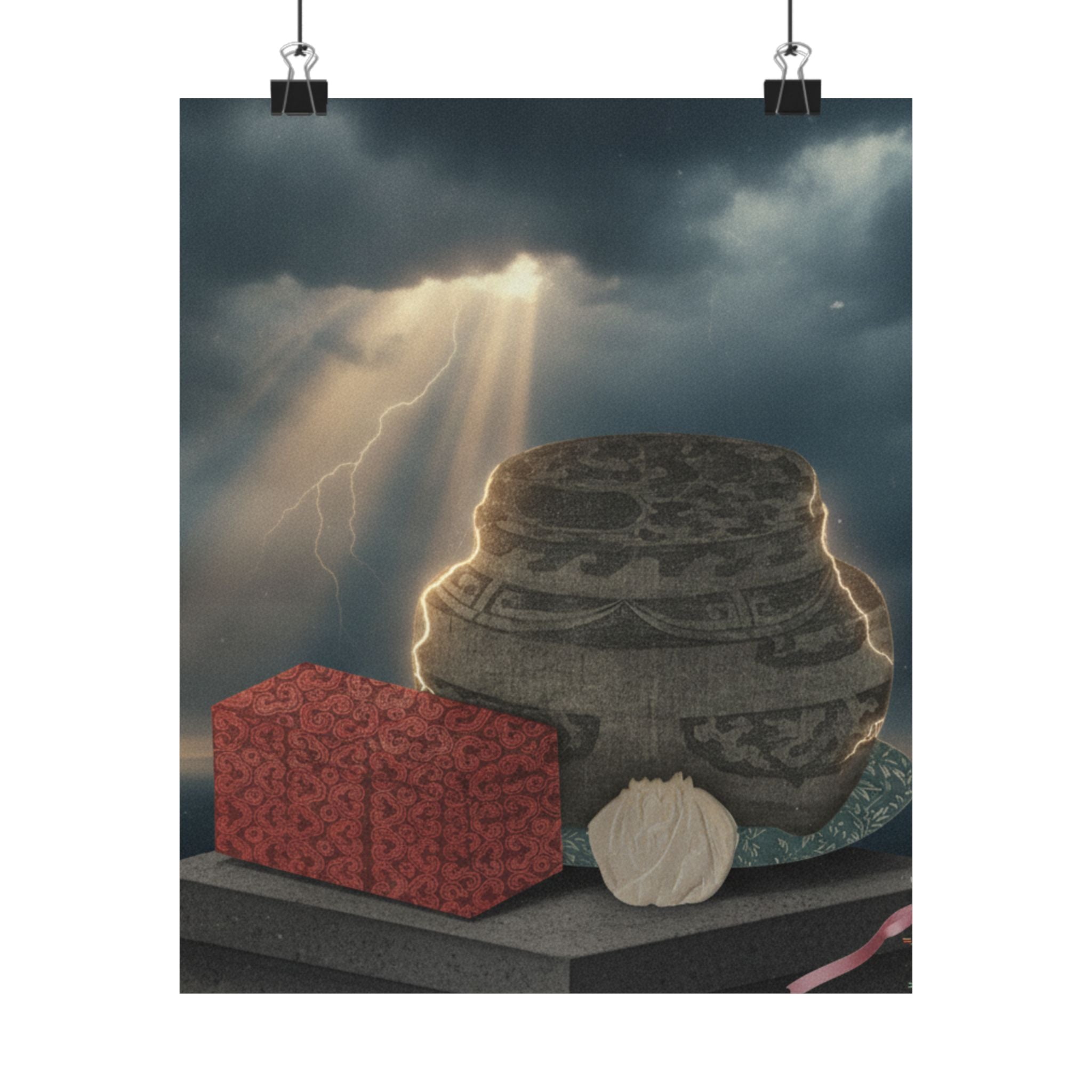 Dramatic Storm — Fire-Holder And Tea-Box — Matte Poster