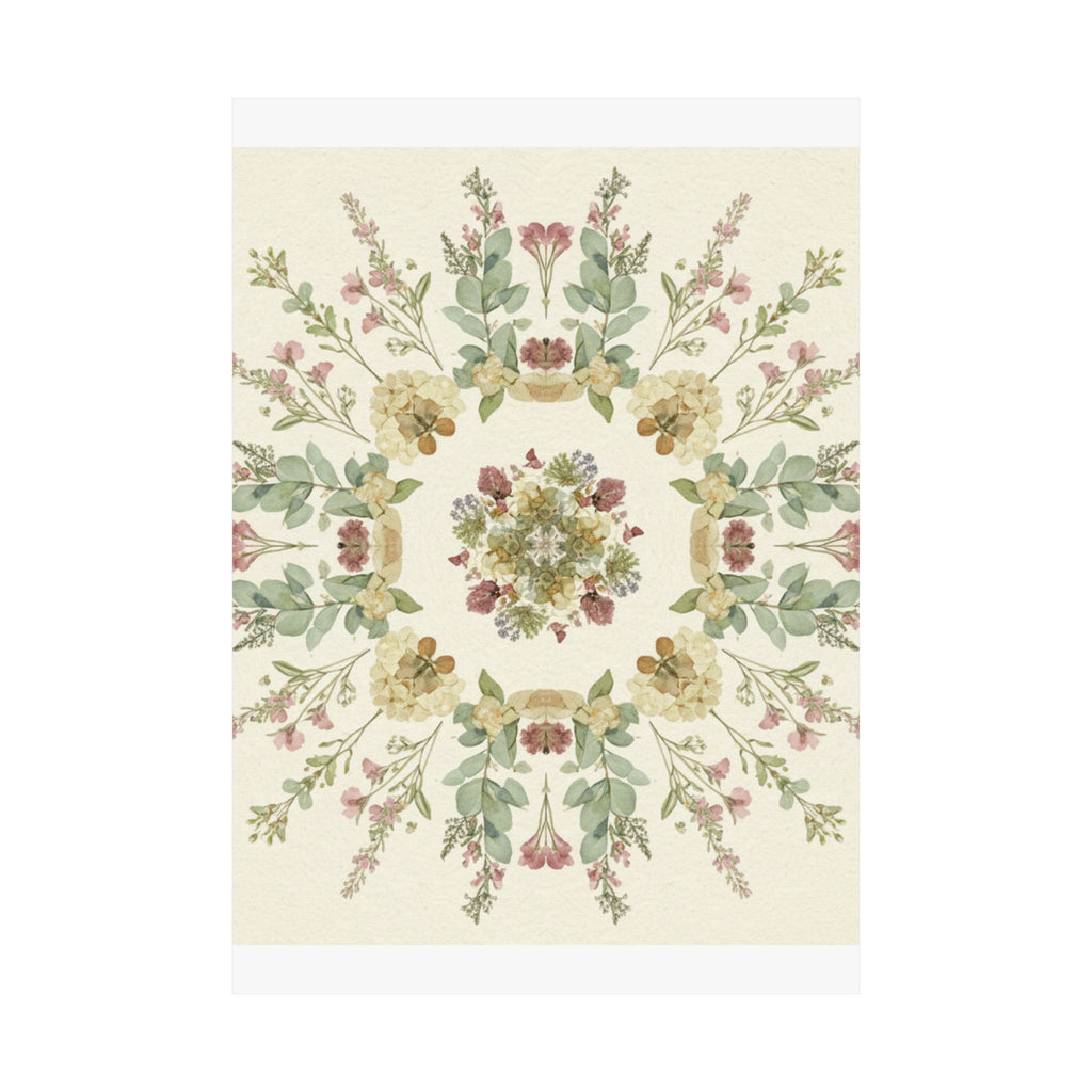 Pressed Wildflower Symmetry Cottagecore Botanical Poster