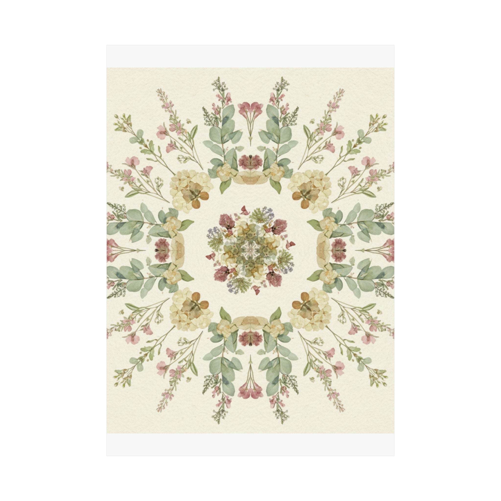 Pressed Wildflower Symmetry Cottagecore Botanical Poster