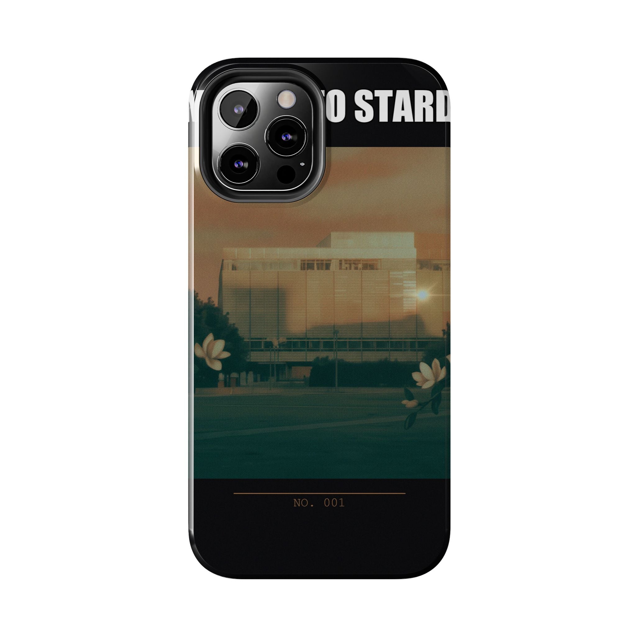 Dusk Brutalist Building and Daisies Photo Phone Case