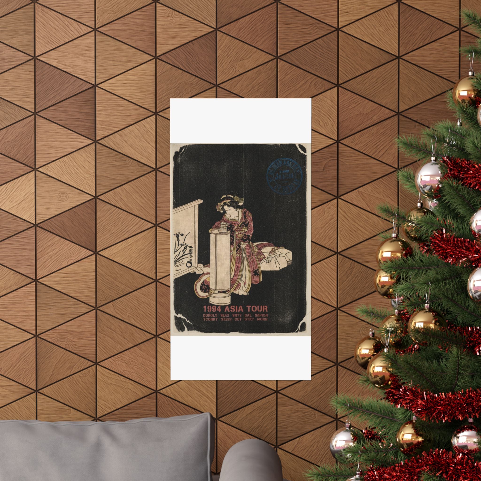 Vintage Bootleg — Young Woman Leaning Over A Tall Lamp — Matte Poster